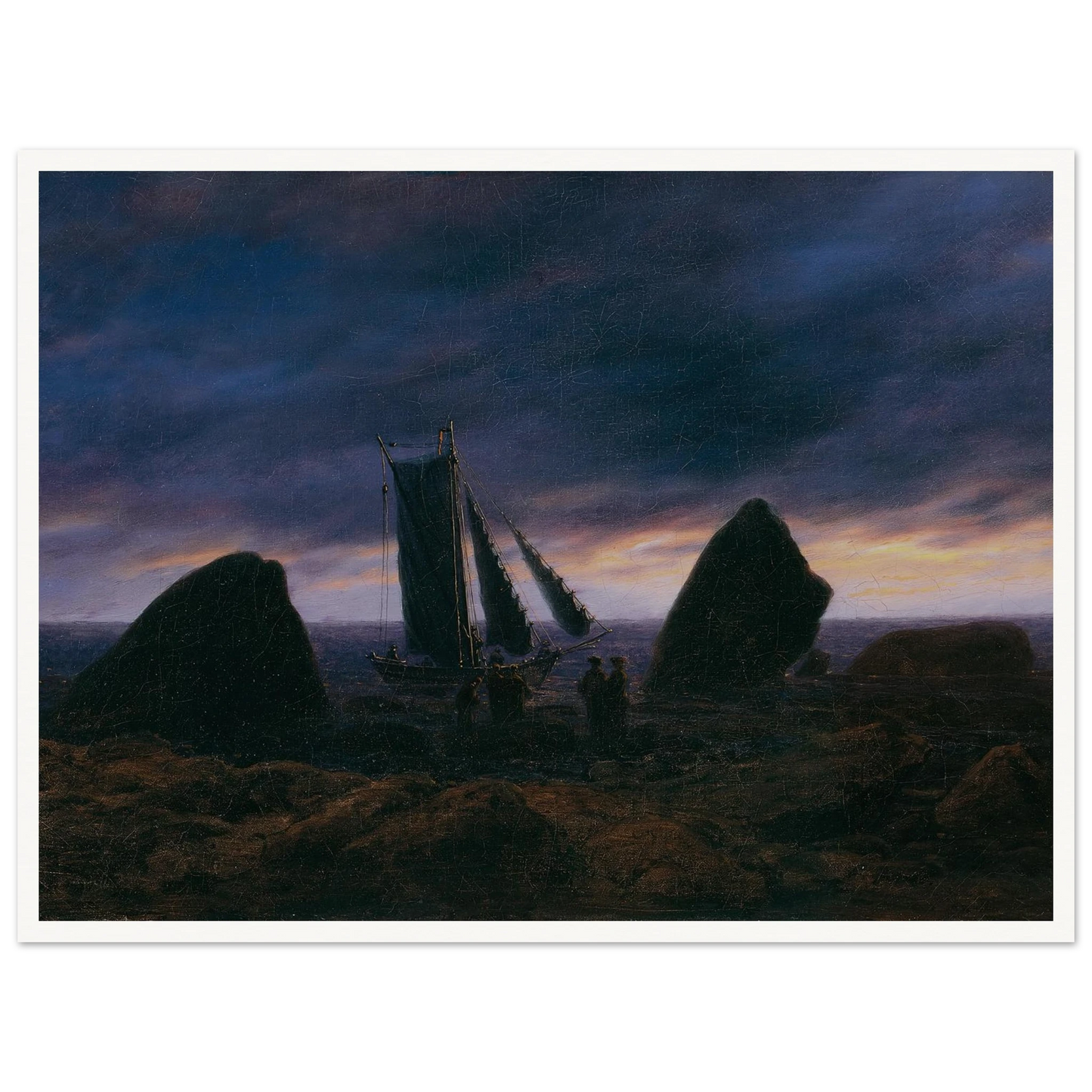Fishing Boat by the Baltic Sea Art Print | Caspar David Friedrich - Framed Poster - 30x40 cm / 12x16″ - Black frame