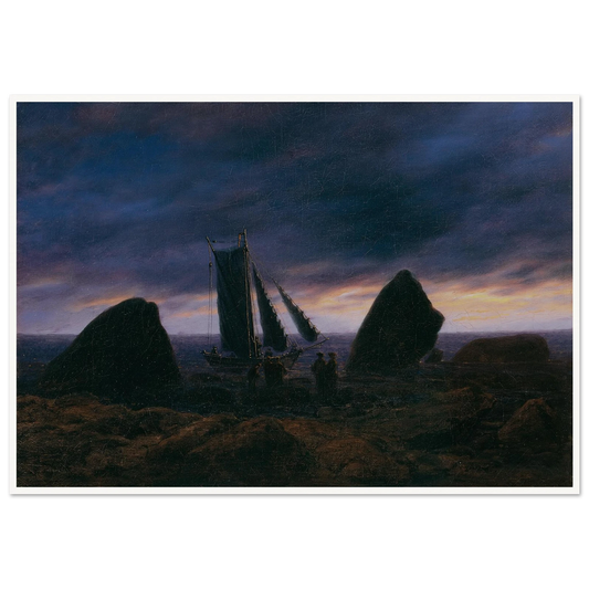 Fishing Boat by the Baltic Sea Art Print | Caspar David Friedrich - Framed Poster - 30x40 cm / 12x16″ - Black frame