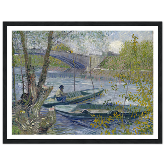 Fishing in Spring, the Pont de Clichy (Asnières) (1887) Art Print | Vincent van Gogh - Framed Poster - 30x40 cm / 12x16″ - Black frame