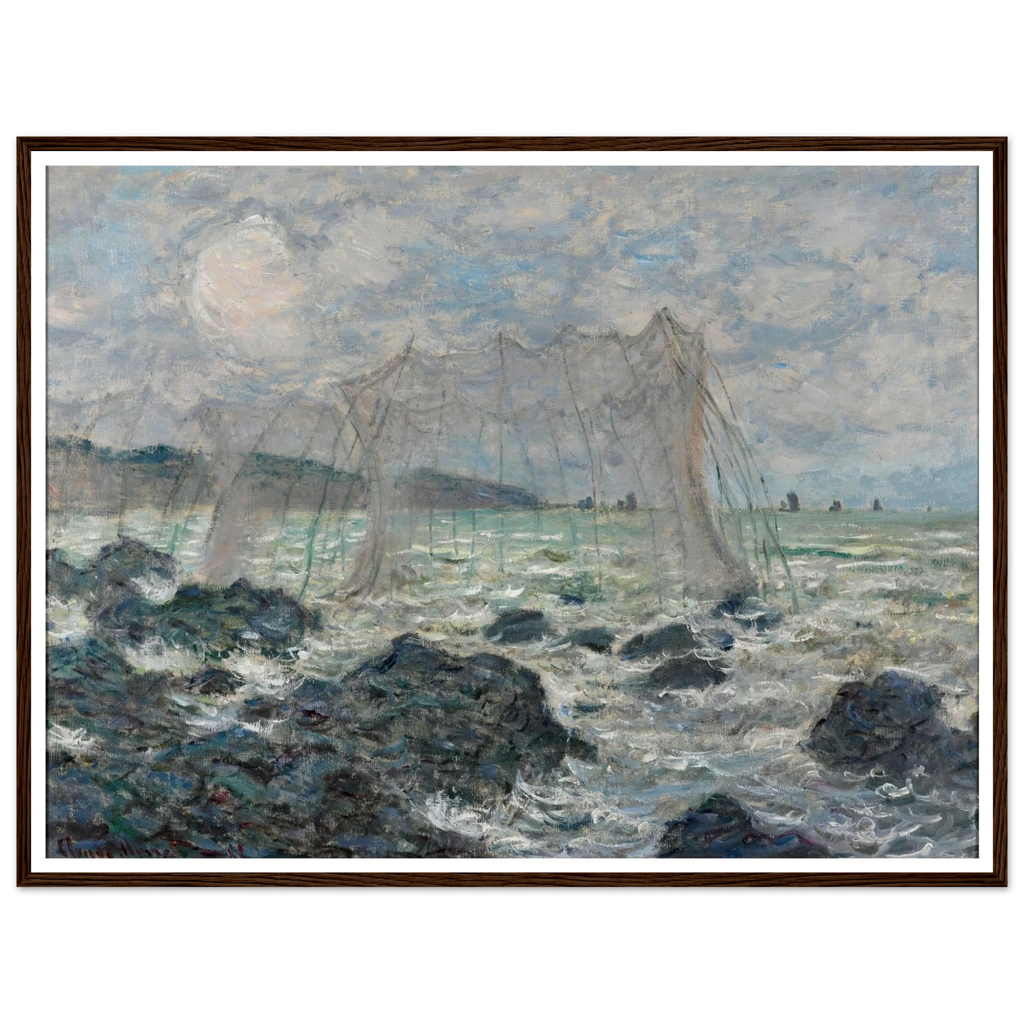 Fishing nets at Pourville (1882) Art Print | Claude Monet - Framed Poster - 30x40 cm / 12x16″ - Black frame