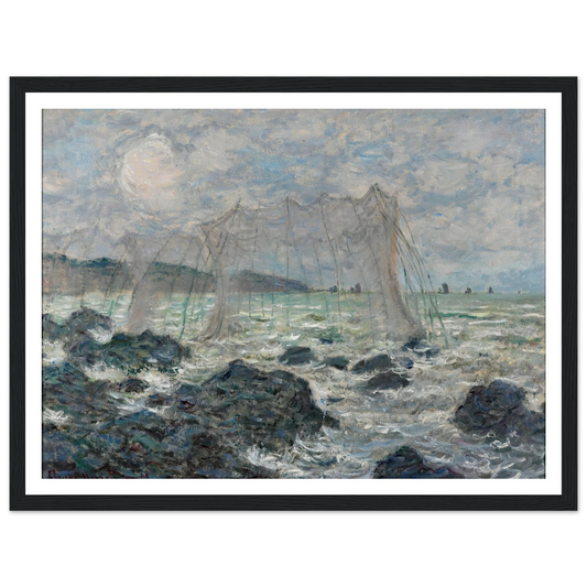 Fishing nets at Pourville (1882) Art Print | Claude Monet - Framed Poster - 30x40 cm / 12x16″ - Black frame