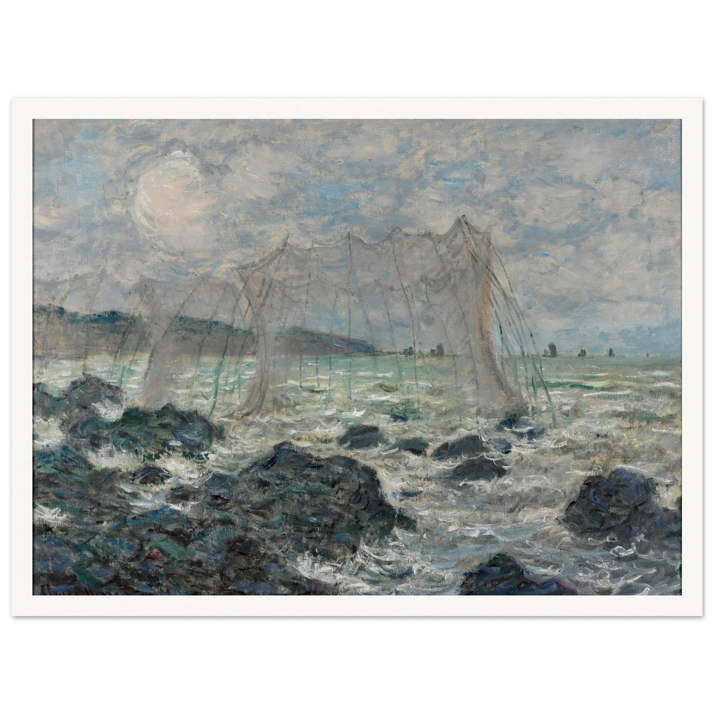Fishing nets at Pourville (1882) Art Print | Claude Monet - Framed Poster - 30x40 cm / 12x16″ - Black frame