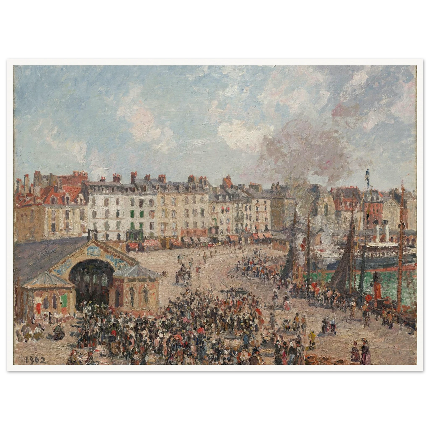 Fishmarket (1902) Art Print | Camille Pissarro - Framed Poster - 30x40 cm / 12x16″ - Black frame