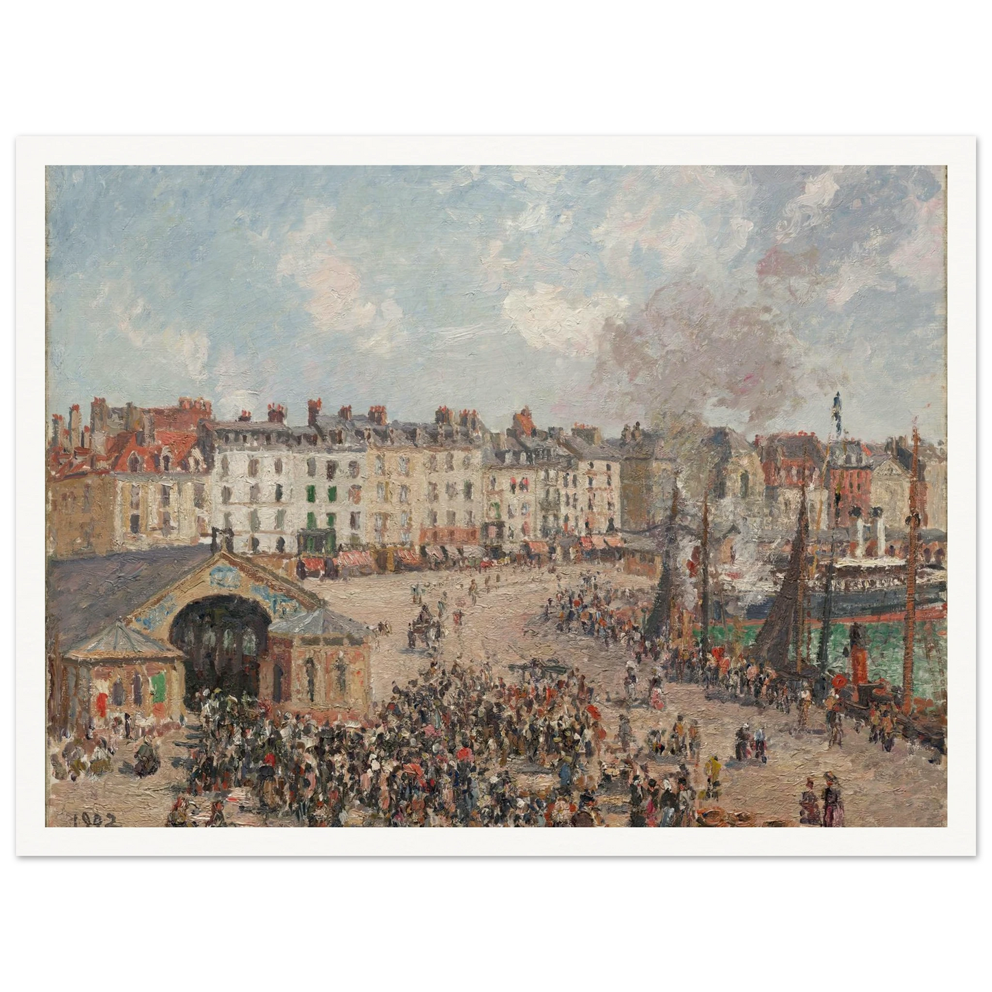 Fishmarket (1902) Art Print | Camille Pissarro - Framed Poster - 30x40 cm / 12x16″ - Black frame