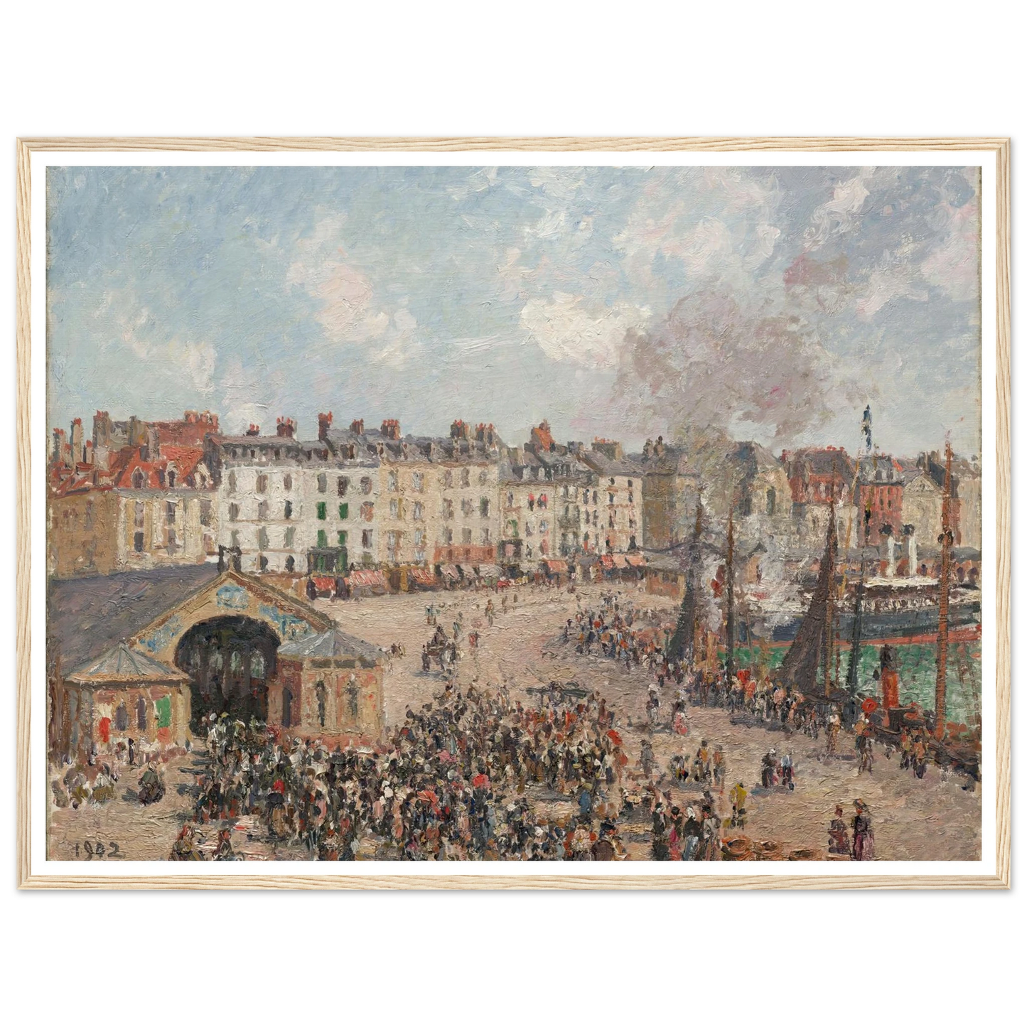Fishmarket (1902) Art Print | Camille Pissarro - Framed Poster - 30x40 cm / 12x16″ - Black frame