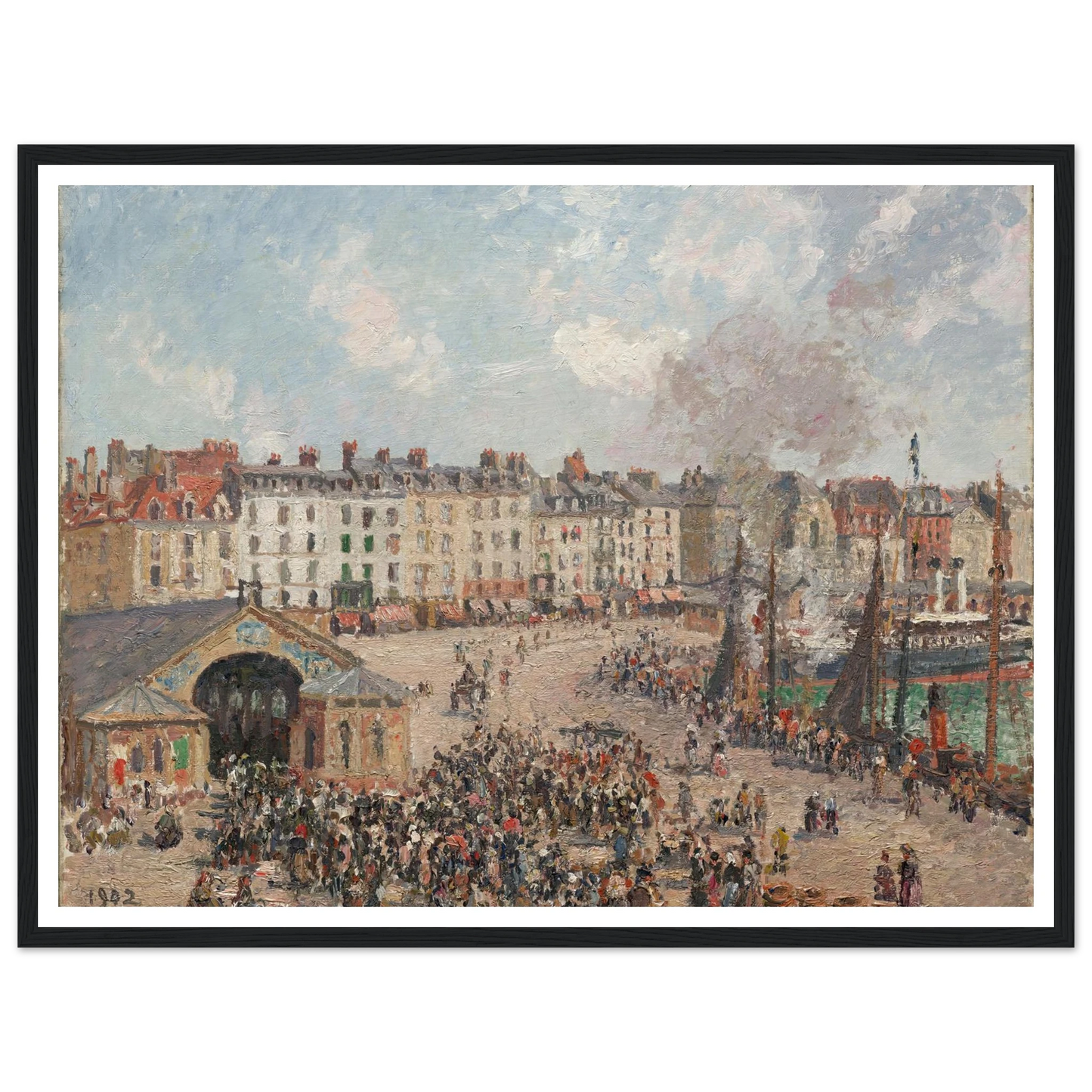 Fishmarket (1902) Art Print | Camille Pissarro - Framed Poster - 30x40 cm / 12x16″ - Black frame