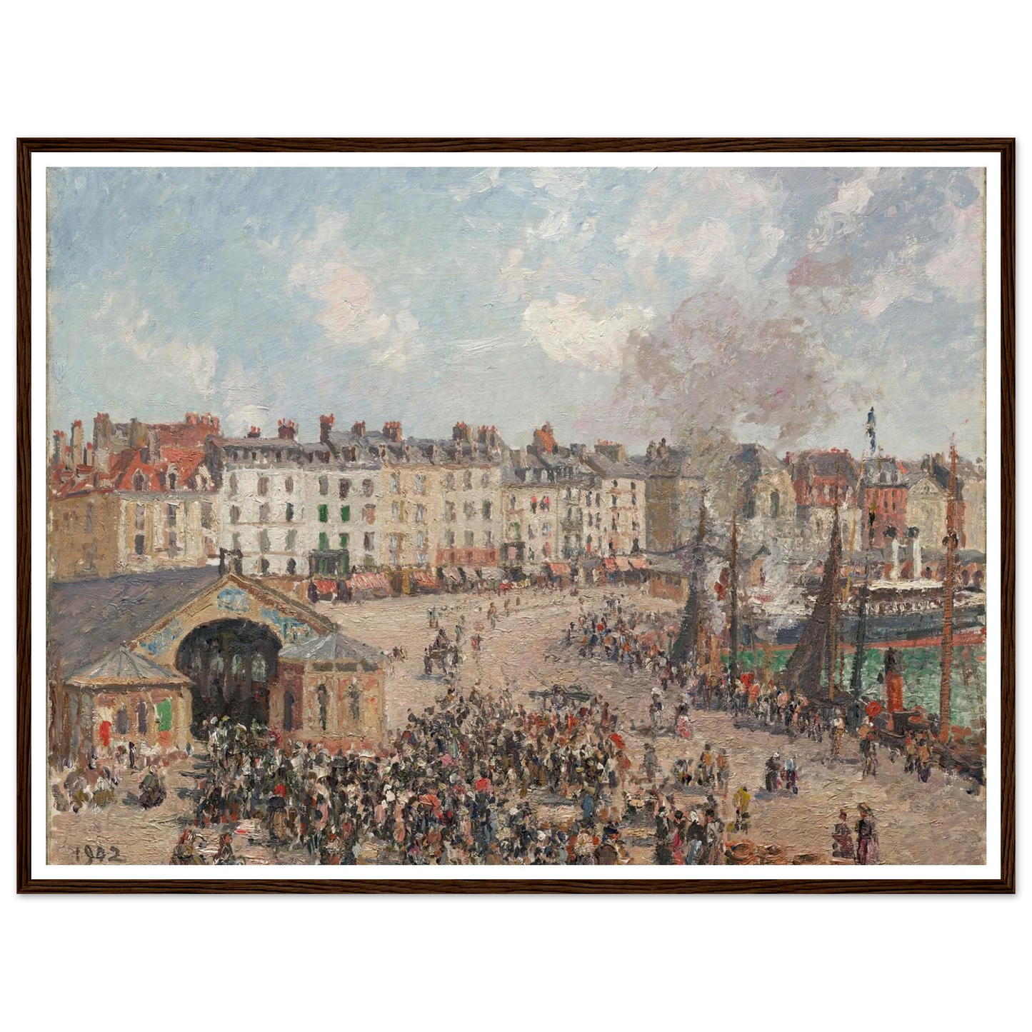 Fishmarket (1902) Art Print | Camille Pissarro - Framed Poster - 30x40 cm / 12x16″ - Black frame