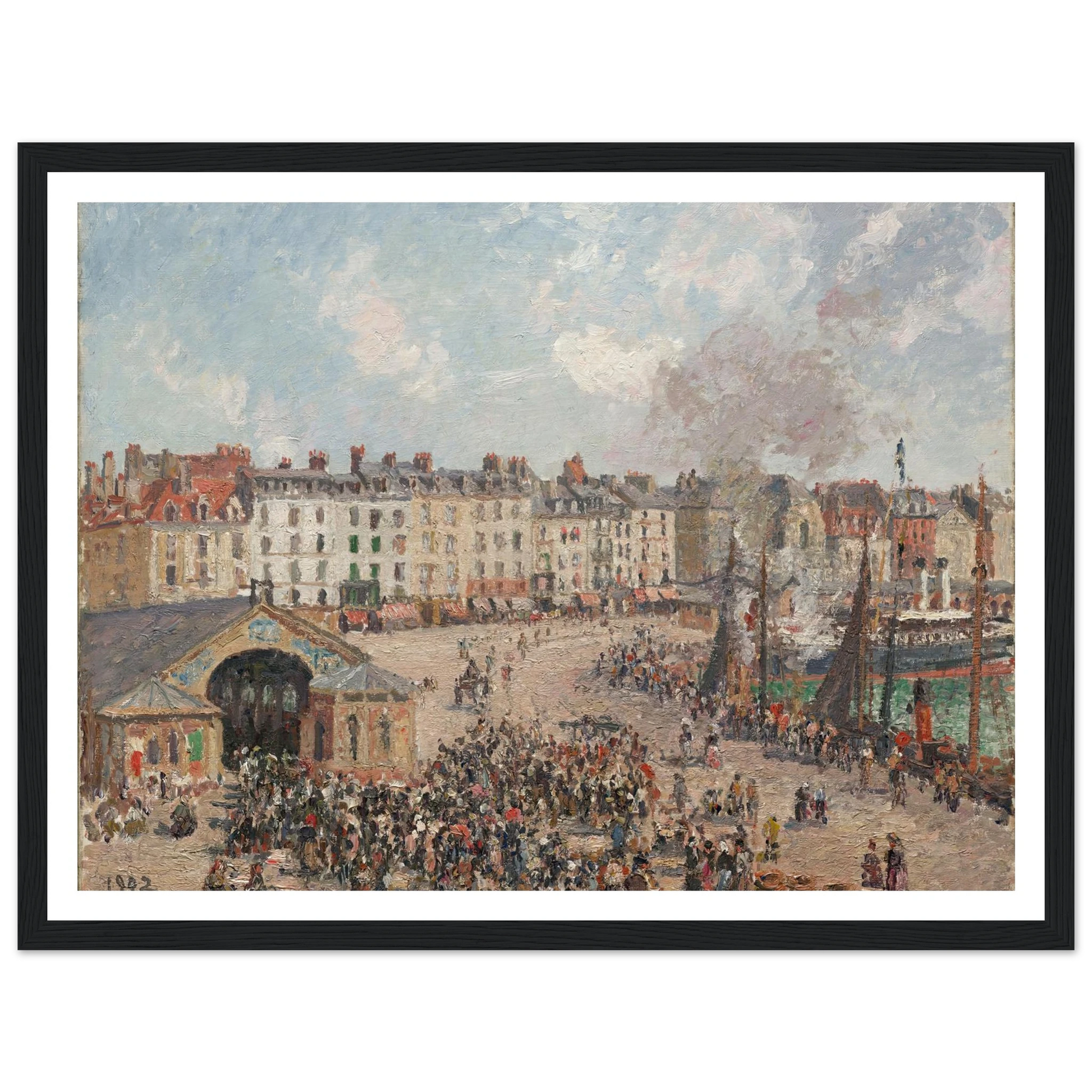 Fishmarket (1902) Art Print | Camille Pissarro - Framed Poster - 30x40 cm / 12x16″ - Black frame