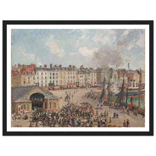 Fishmarket (1902) Art Print | Camille Pissarro - Framed Poster - 30x40 cm / 12x16″ - Black frame