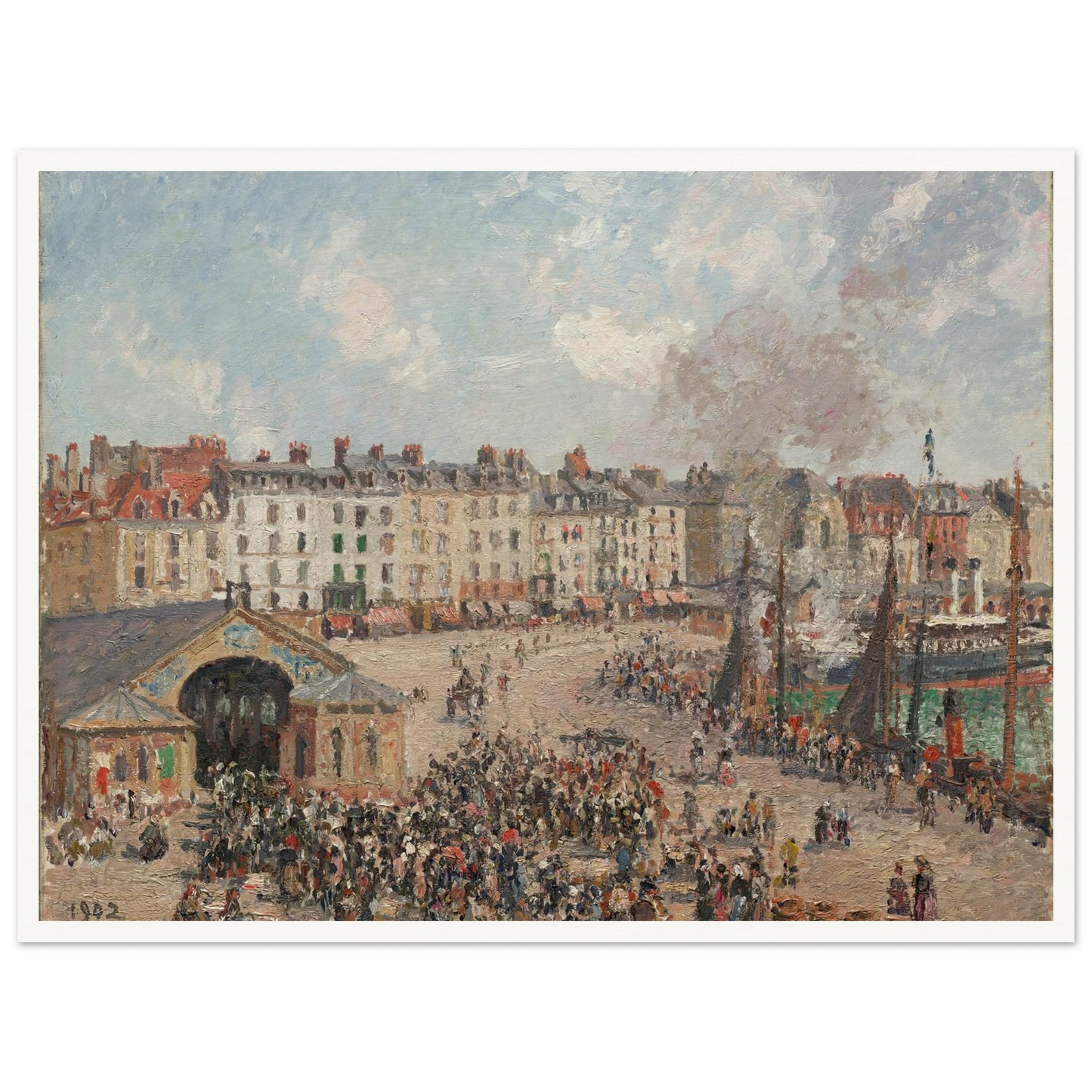 Fishmarket (1902) Art Print | Camille Pissarro - Framed Poster - 30x40 cm / 12x16″ - Black frame