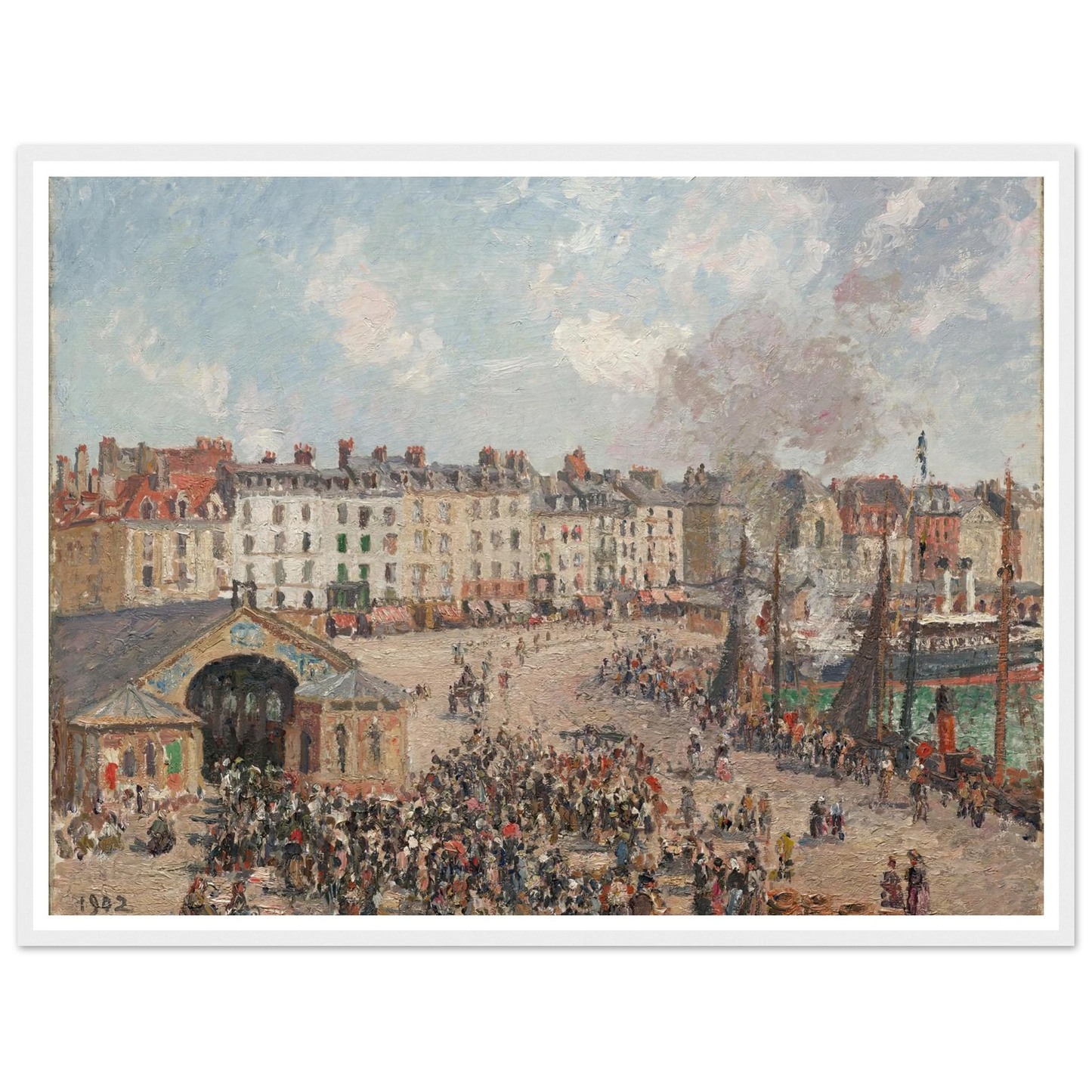 Fishmarket (1902) Art Print | Camille Pissarro - Framed Poster - 30x40 cm / 12x16″ - Black frame
