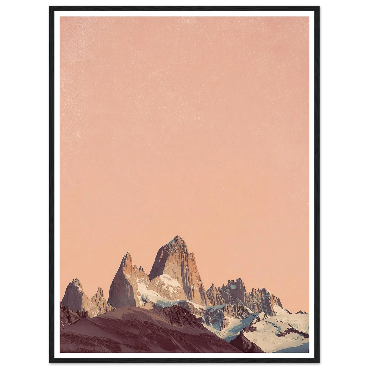 Fitz Roy Pale Peach Dawn - Framed Poster - 30x40 cm / 12x16″ - Black frame