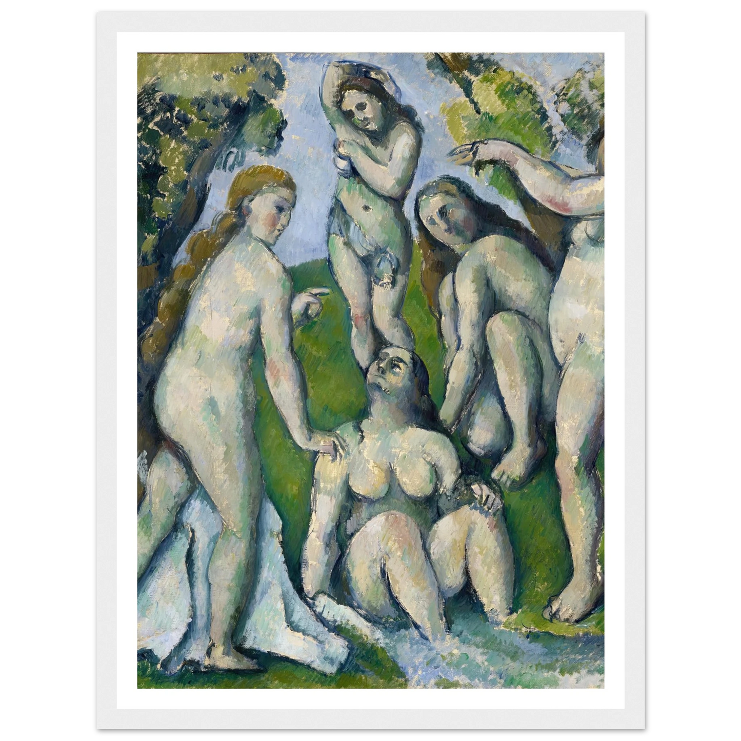 Five Bathers (1885-1887) Art Print | Paul Cezanne - Framed Poster - 30x40 cm / 12x16″ - Black frame