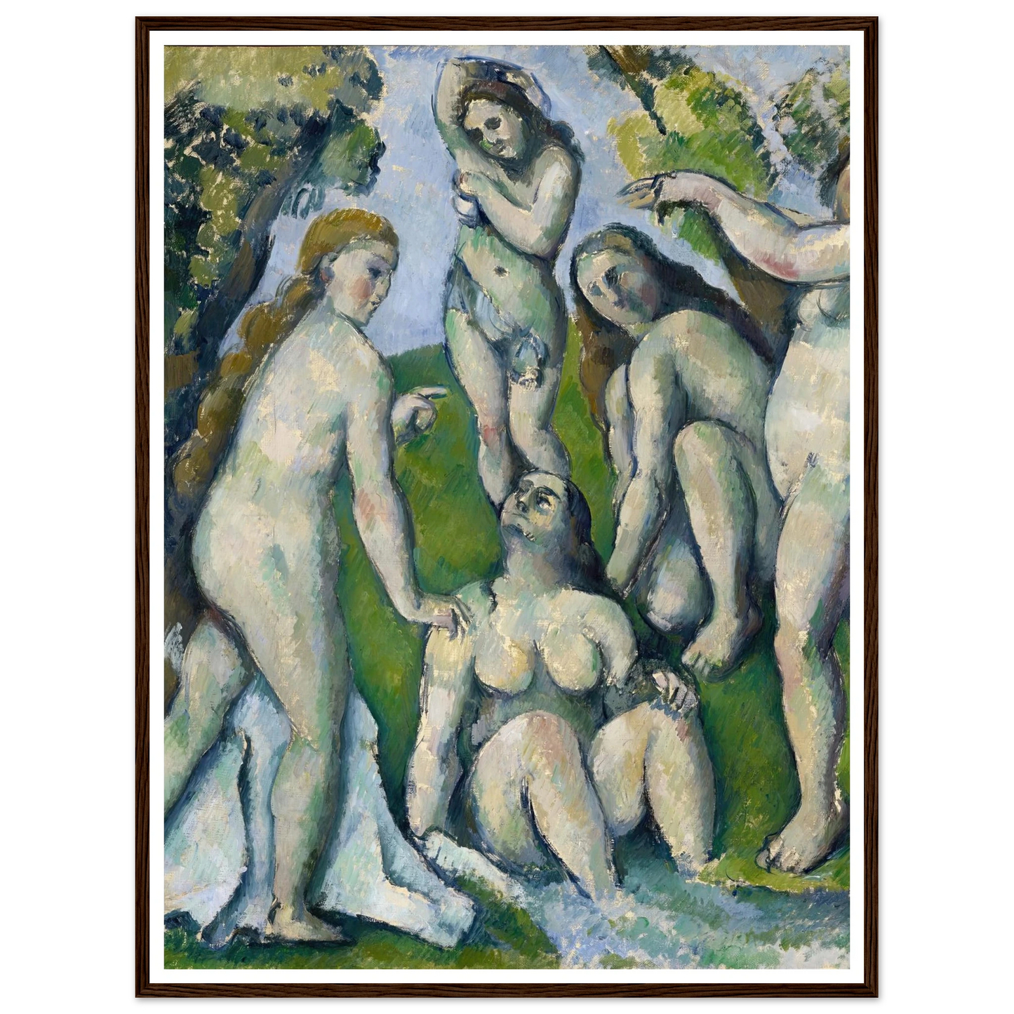 Five Bathers (1885-1887) Art Print | Paul Cezanne - Framed Poster - 30x40 cm / 12x16″ - Black frame