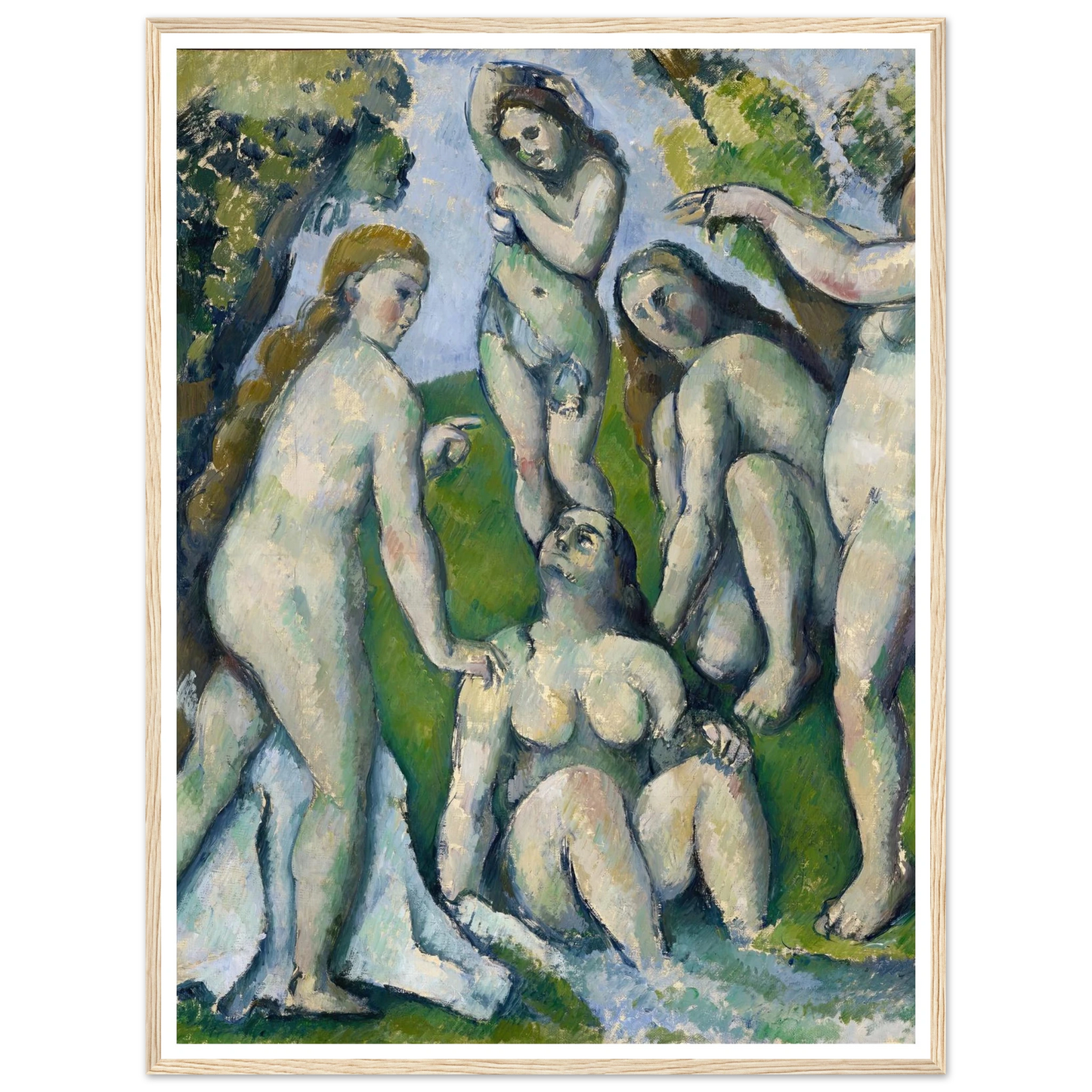 Five Bathers (1885-1887) Art Print | Paul Cezanne - Framed Poster - 30x40 cm / 12x16″ - Black frame