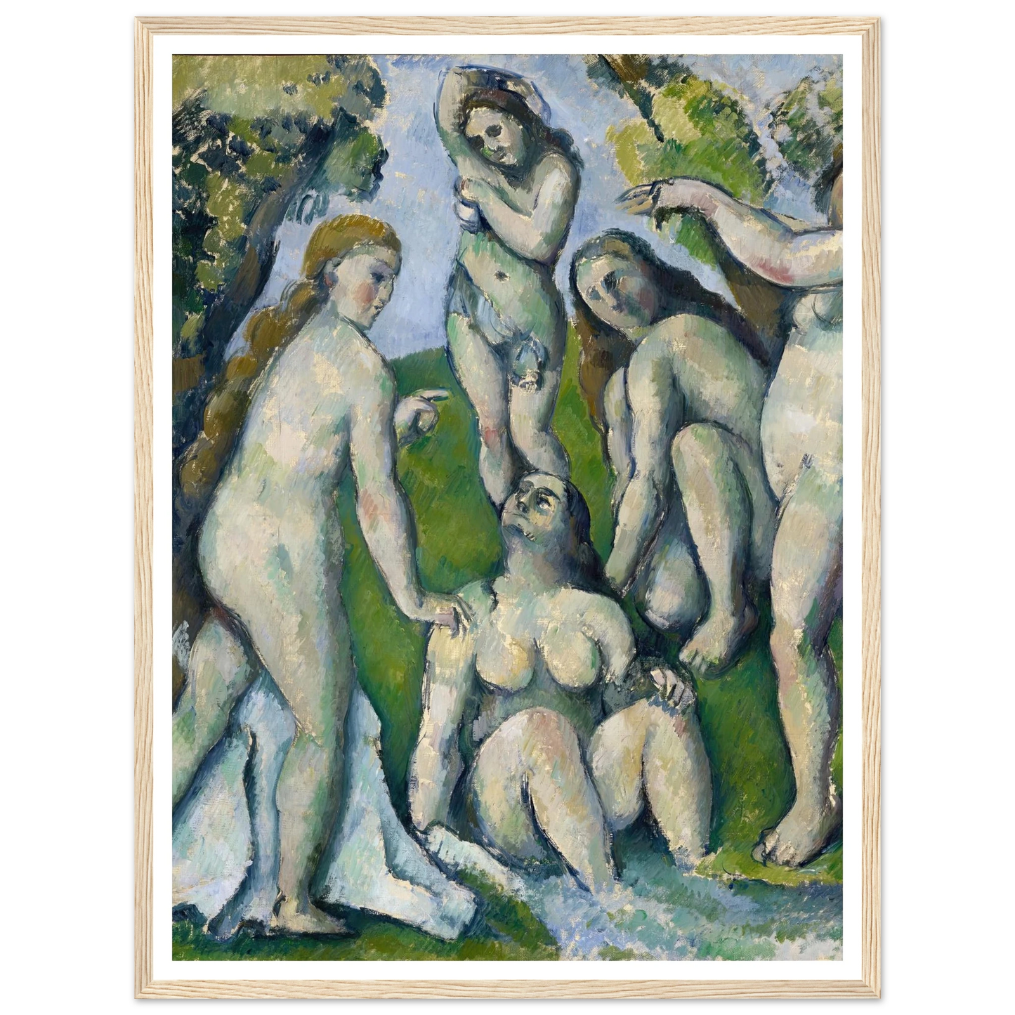 Five Bathers (1885-1887) Art Print | Paul Cezanne - Framed Poster - 30x40 cm / 12x16″ - Black frame