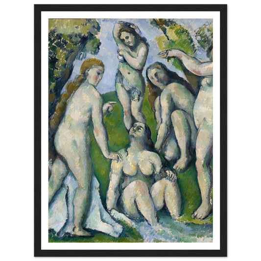 Five Bathers (1885-1887) Art Print | Paul Cezanne - Framed Poster - 30x40 cm / 12x16″ - Black frame