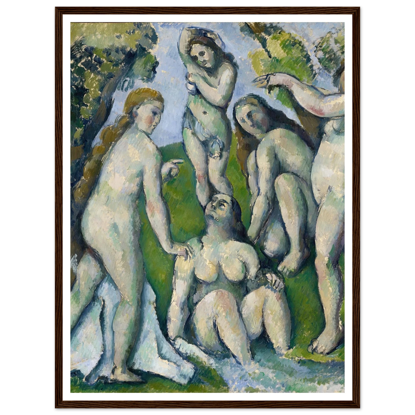 Five Bathers (1885-1887) Art Print | Paul Cezanne - Framed Poster - 30x40 cm / 12x16″ - Black frame