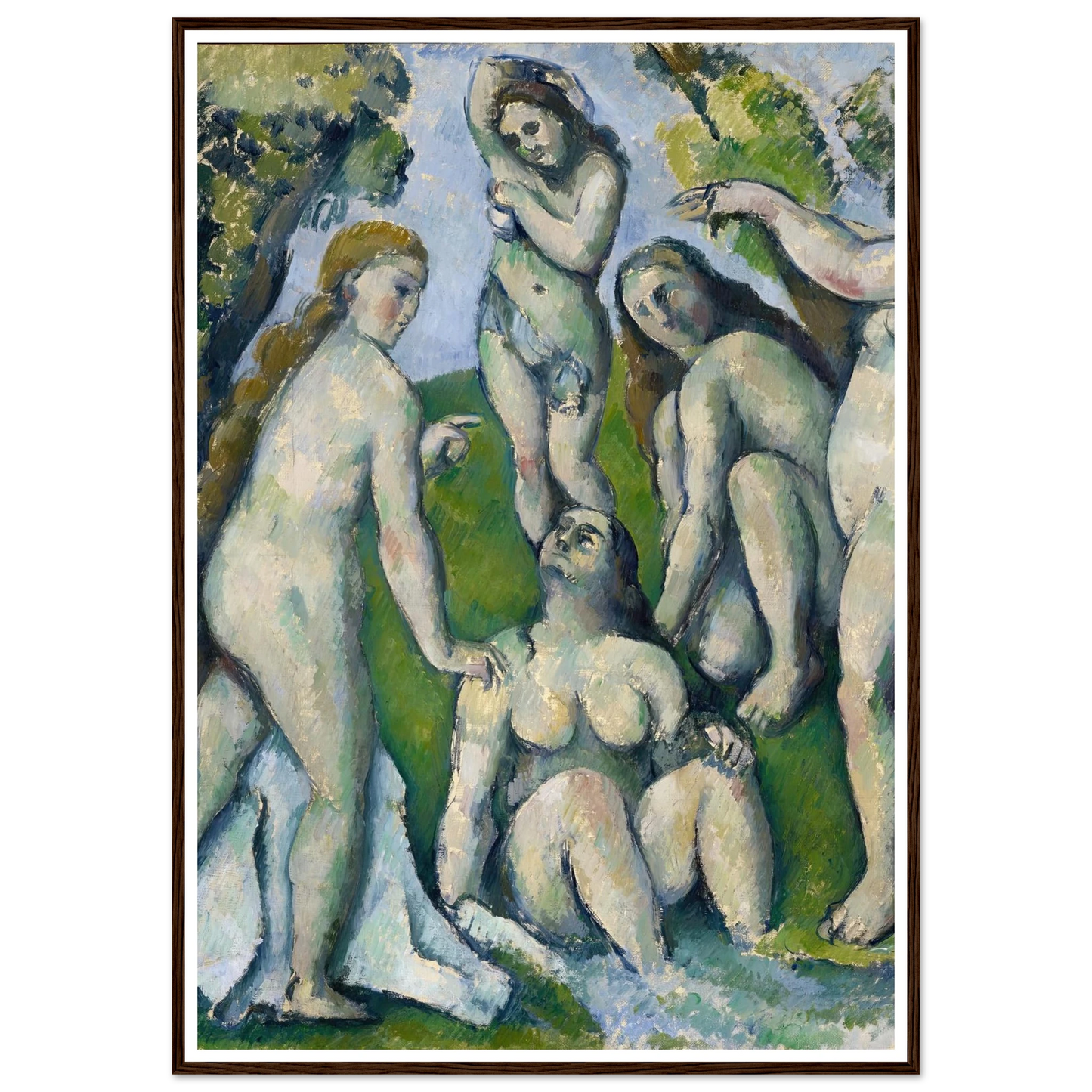 Five Bathers (1885-1887) Art Print | Paul Cezanne - Framed Poster - 30x40 cm / 12x16″ - Black frame