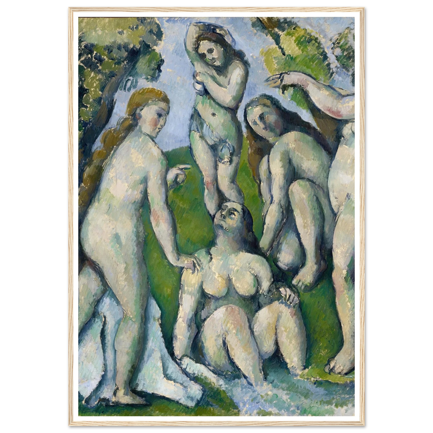 Five Bathers (1885-1887) Art Print | Paul Cezanne - Framed Poster - 30x40 cm / 12x16″ - Black frame