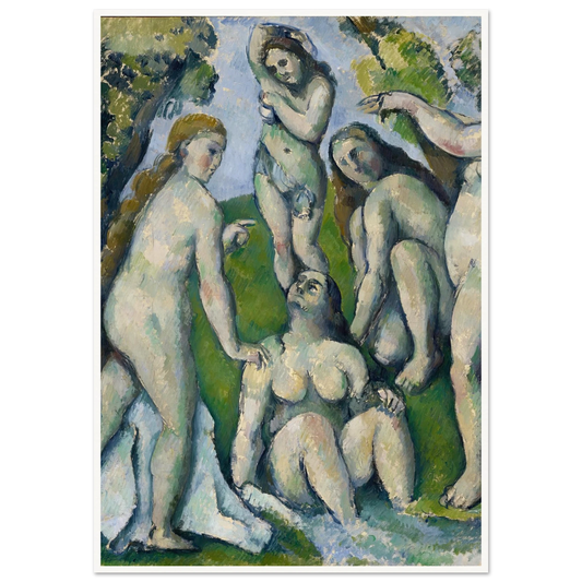 Five Bathers (1885-1887) Art Print | Paul Cezanne - Framed Poster - 30x40 cm / 12x16″ - Black frame