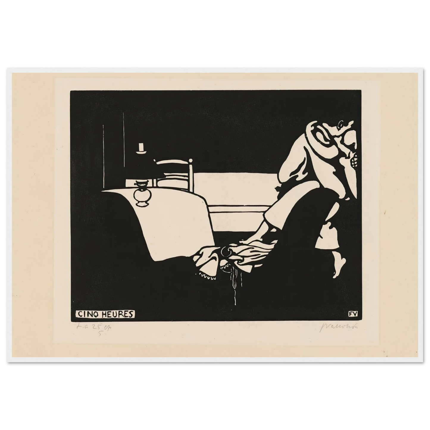 Five O’Clock (Cinq Heures) (1898) Art Print | Felix Vallotton - Framed Poster - 30x40 cm / 12x16″ - Black frame