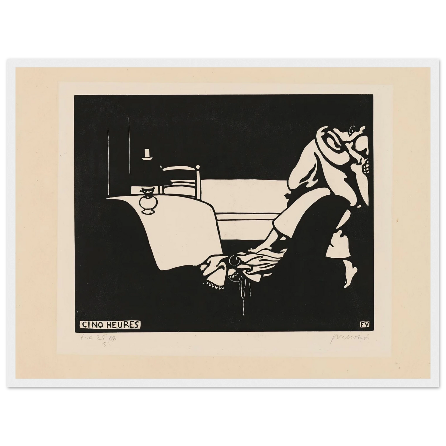 Five O’Clock (Cinq Heures) (1898) Art Print | Felix Vallotton - Framed Poster - 30x40 cm / 12x16″ - Black frame
