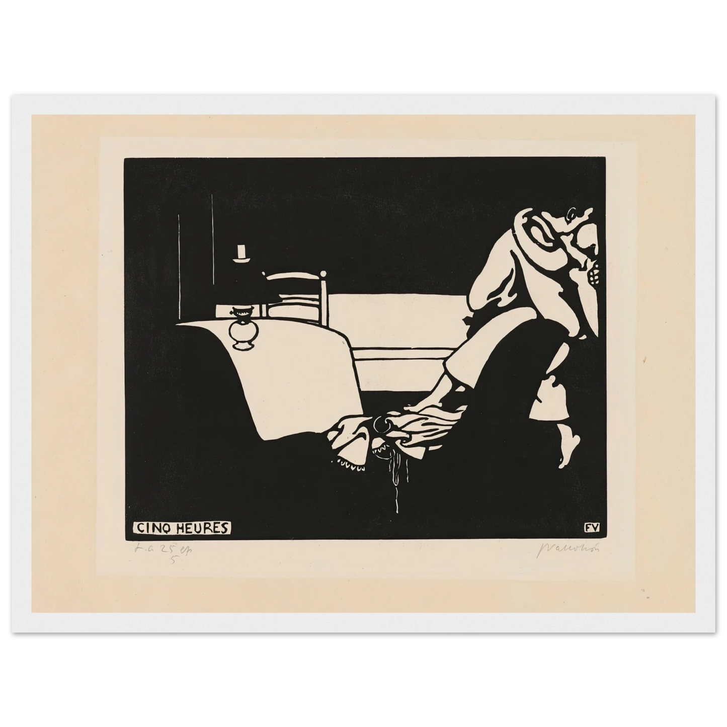 Five O’Clock (Cinq Heures) (1898) Art Print | Felix Vallotton - Framed Poster - 30x40 cm / 12x16″ - Black frame