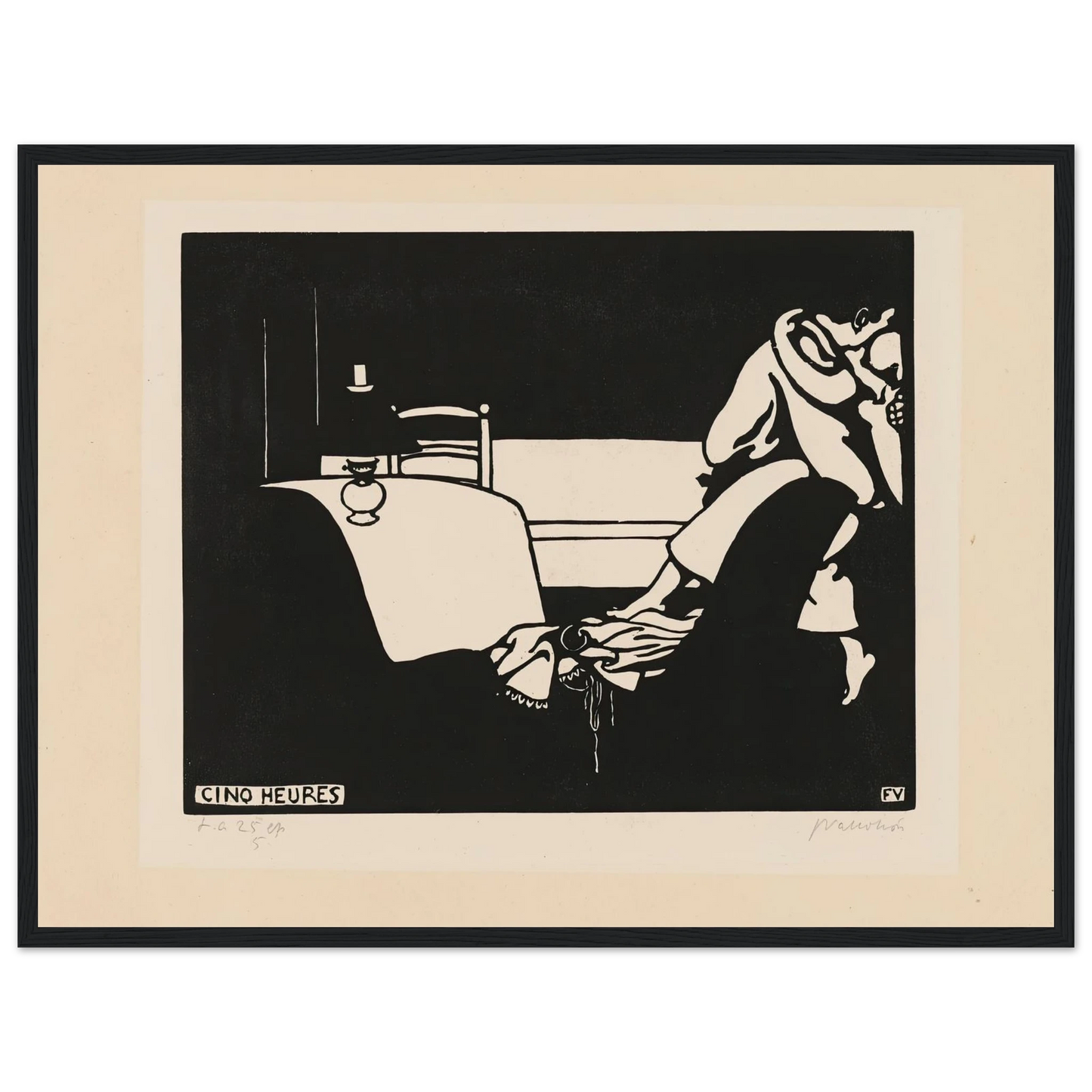 Five O’Clock (Cinq Heures) (1898) Art Print | Felix Vallotton - Framed Poster - 30x40 cm / 12x16″ - Black frame