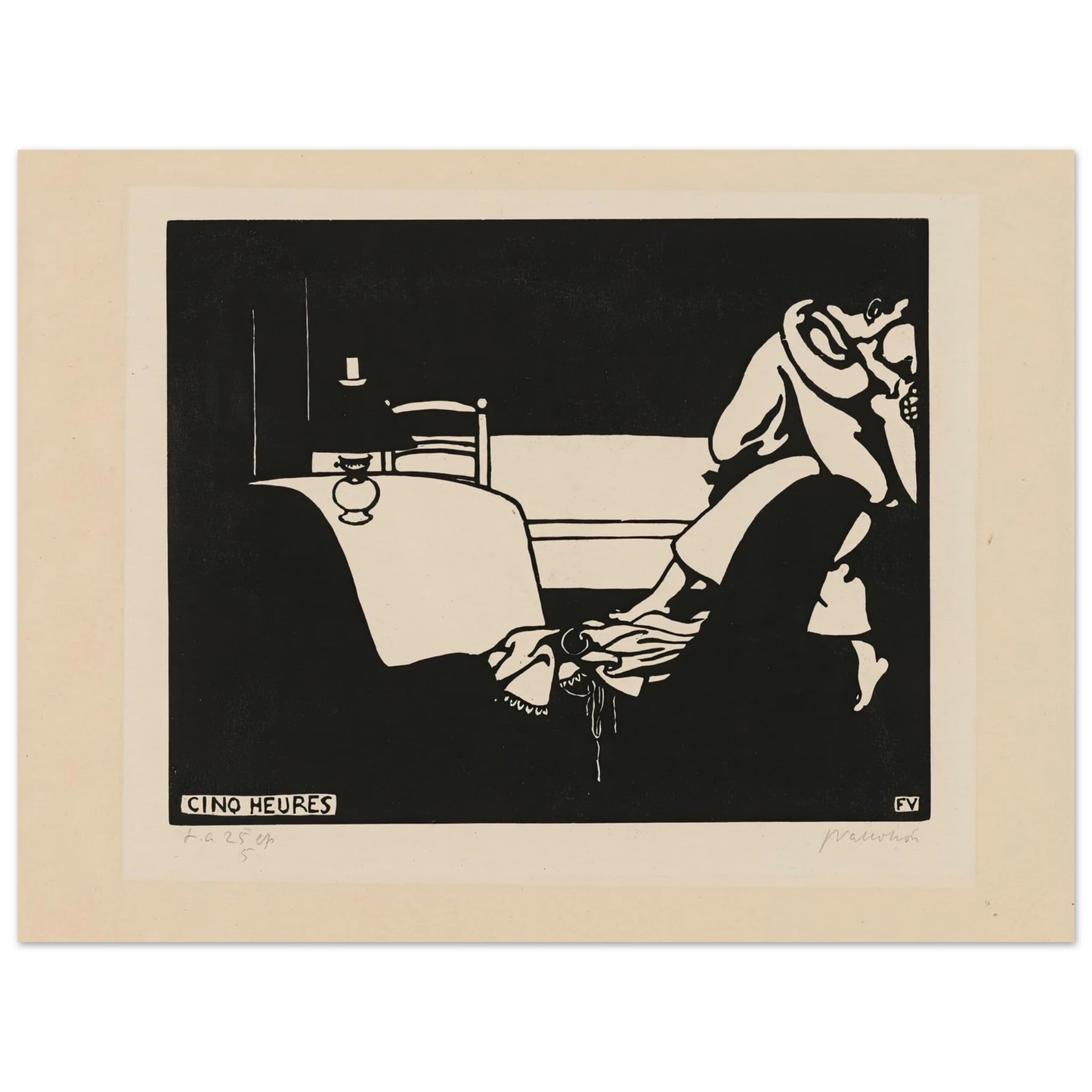 Five O’Clock (Cinq Heures) (1898) Art Print | Felix Vallotton - Framed Poster - 30x40 cm / 12x16″ - Black frame