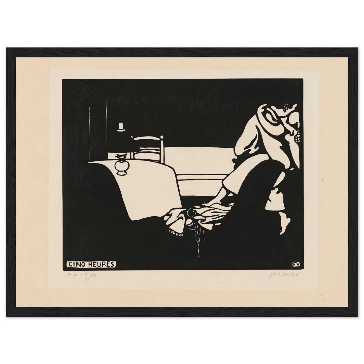 Five O’Clock (Cinq Heures) (1898) Art Print | Felix Vallotton - Framed Poster - 30x40 cm / 12x16″ - Black frame