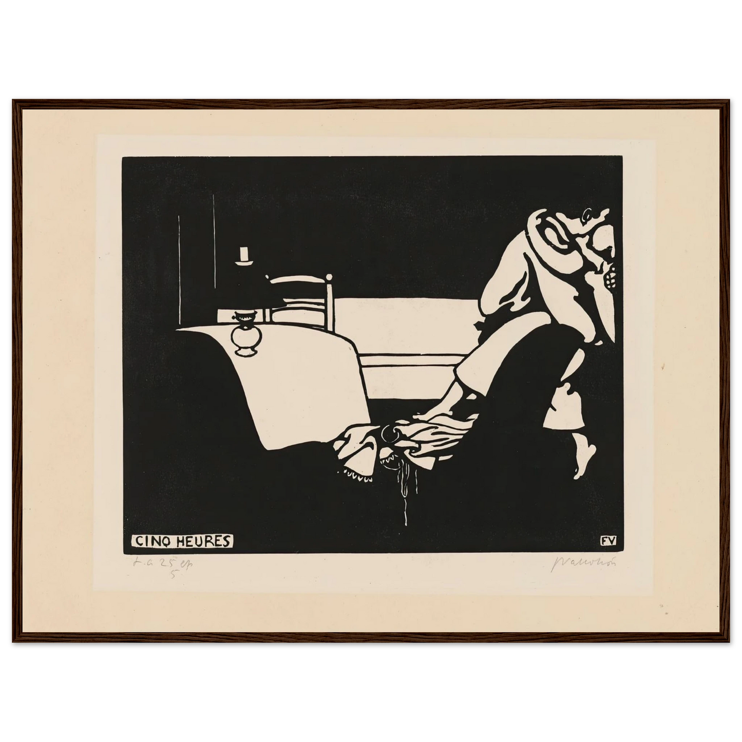 Five O’Clock (Cinq Heures) (1898) Art Print | Felix Vallotton - Framed Poster - 30x40 cm / 12x16″ - Black frame