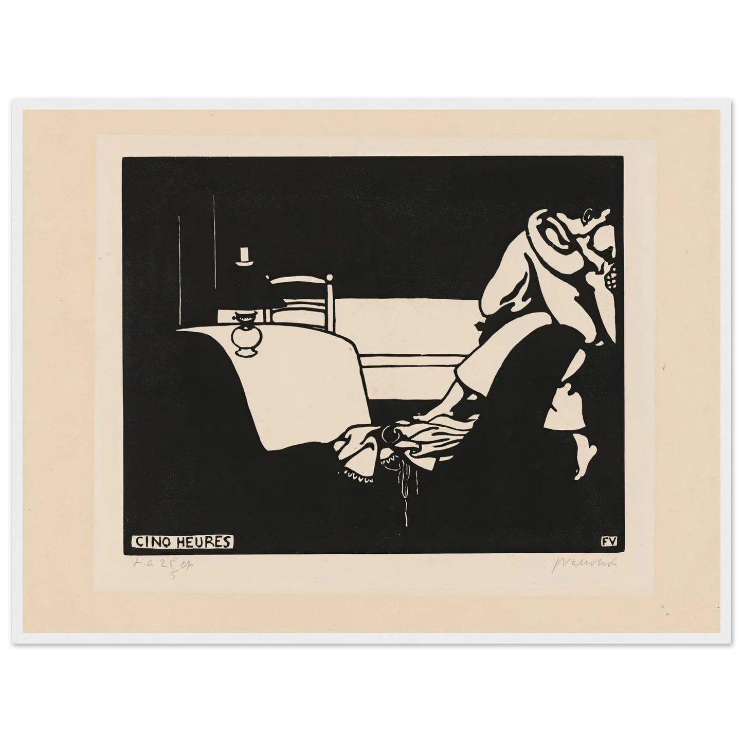 Five O’Clock (Cinq Heures) (1898) Art Print | Felix Vallotton - Framed Poster - 30x40 cm / 12x16″ - Black frame