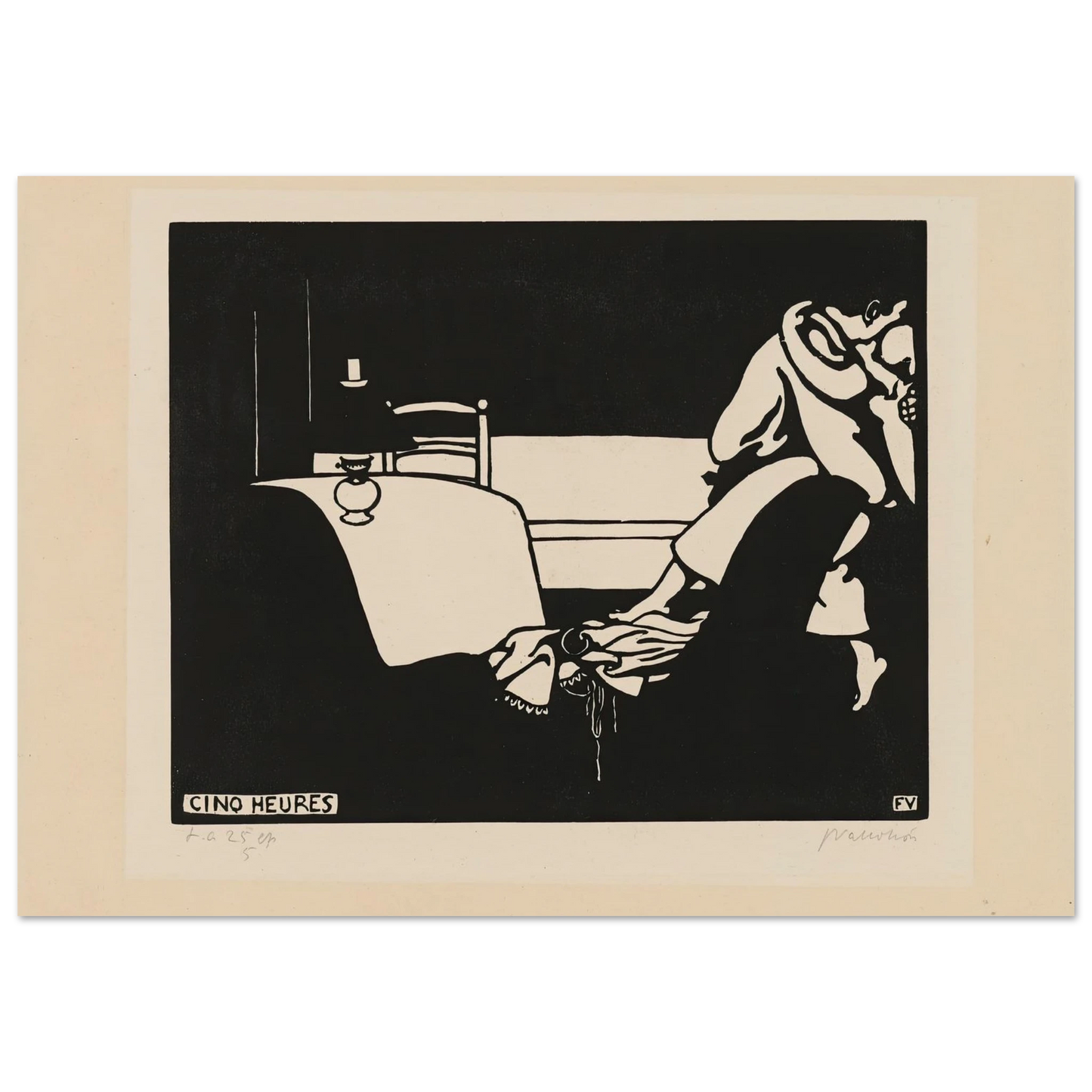 Five O’Clock (Cinq Heures) (1898) Art Print | Felix Vallotton - Framed Poster - 30x40 cm / 12x16″ - Black frame