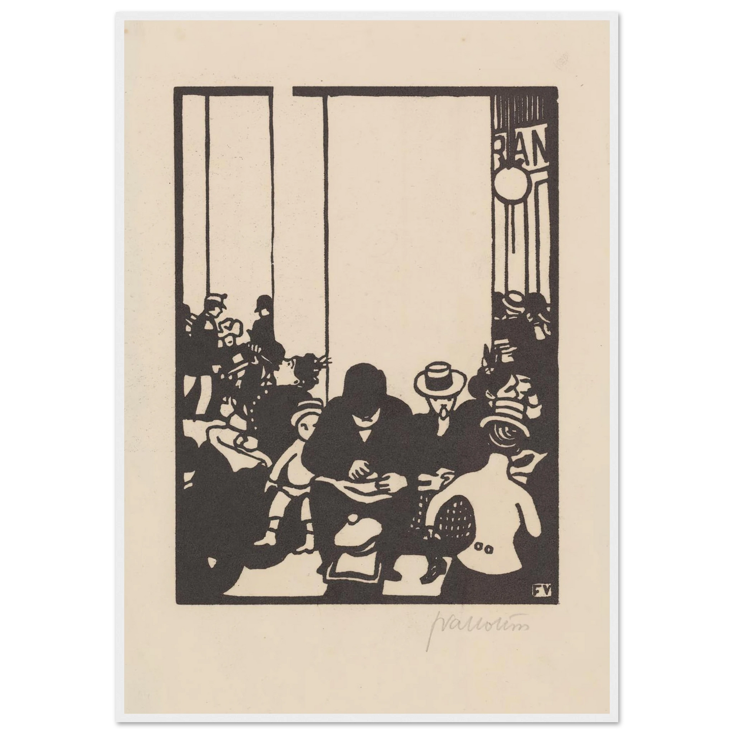 Five O’Clock (Cinq heures) (1901) Art Print | Felix Vallotton - Framed Poster - 30x40 cm / 12x16″ - Black frame