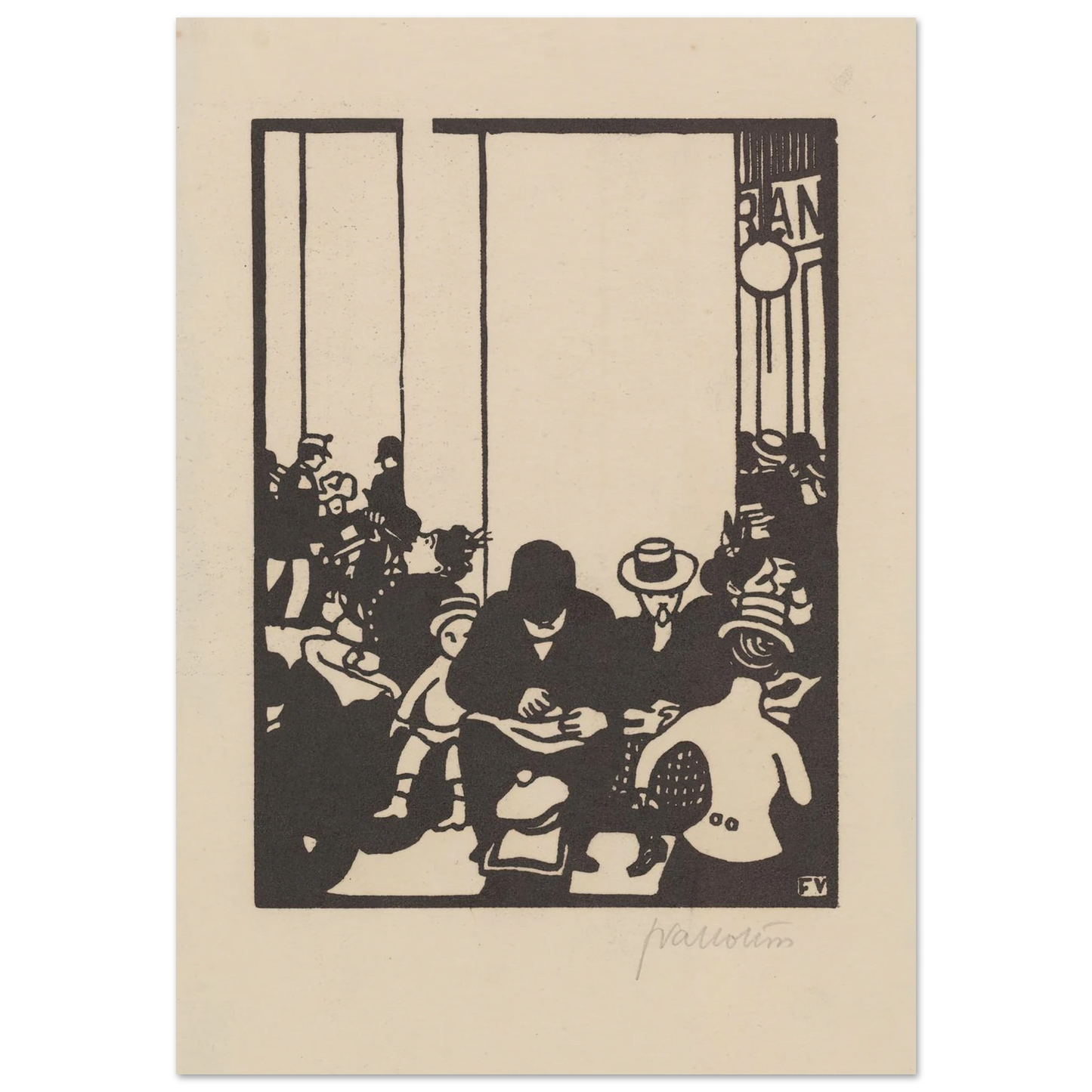 Five O’Clock (Cinq heures) (1901) Art Print | Felix Vallotton - Framed Poster - 30x40 cm / 12x16″ - Black frame