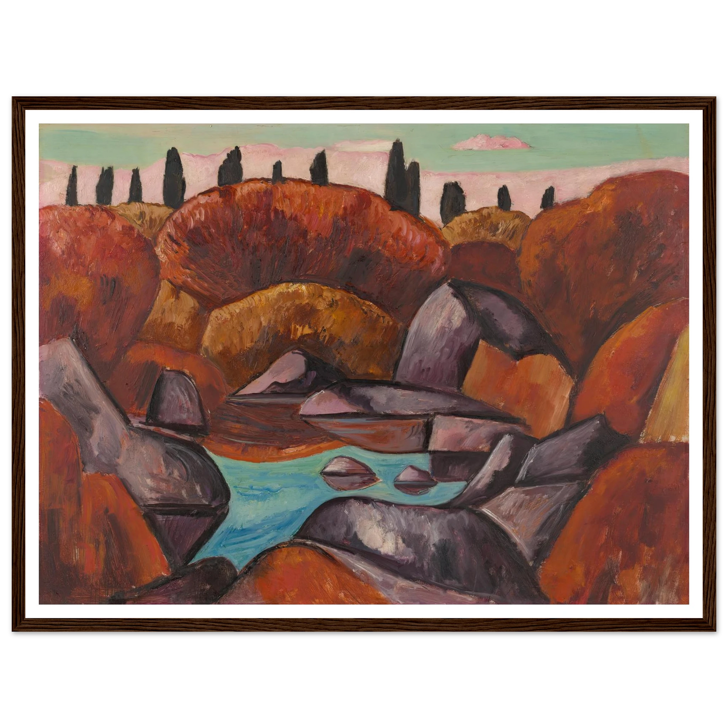 Flaming Pool—Dogtown (1931) Art Print | Marsden Hartley - Framed Poster - 30x40 cm / 12x16″ - Black frame