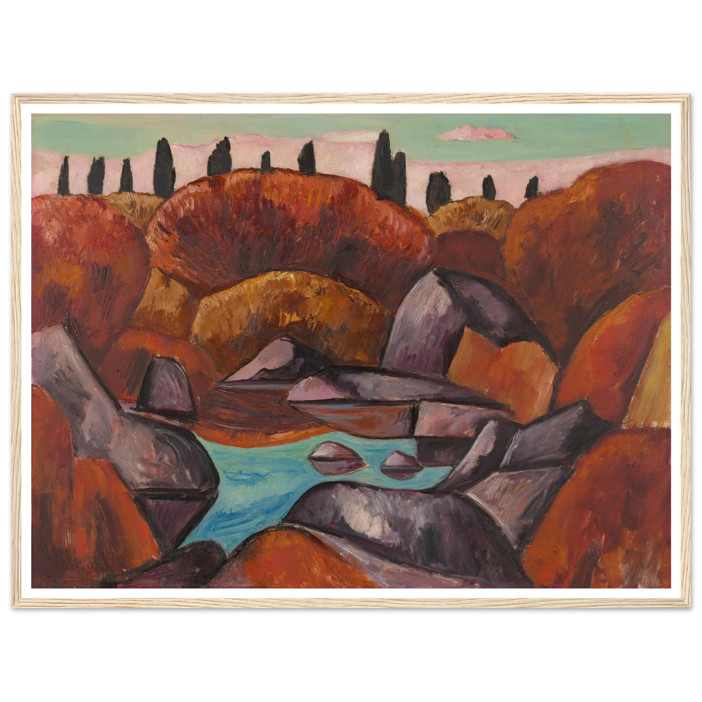Flaming Pool—Dogtown (1931) Art Print | Marsden Hartley - Framed Poster - 30x40 cm / 12x16″ - Black frame