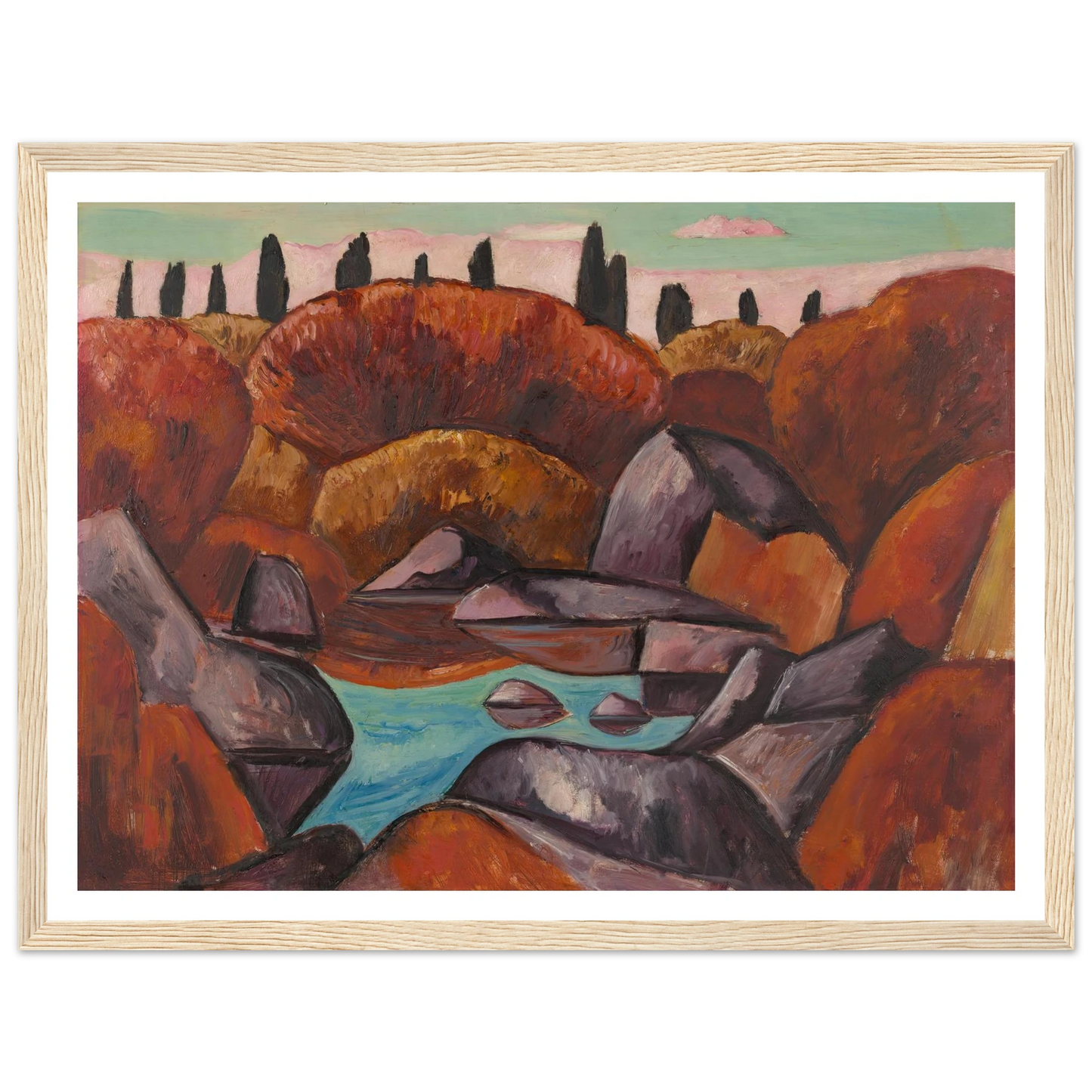 Flaming Pool—Dogtown (1931) Art Print | Marsden Hartley - Framed Poster - 30x40 cm / 12x16″ - Black frame