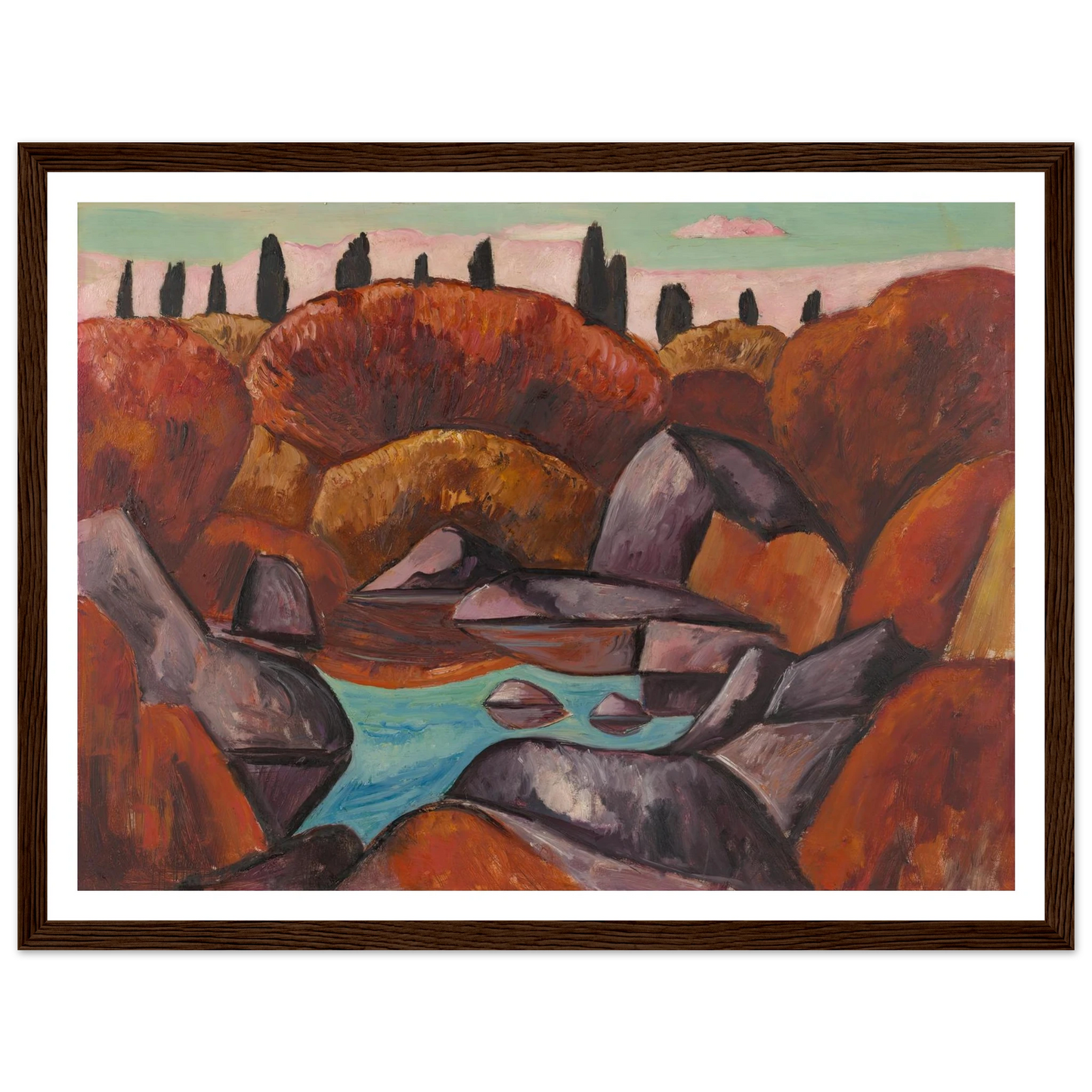 Flaming Pool—Dogtown (1931) Art Print | Marsden Hartley - Framed Poster - 30x40 cm / 12x16″ - Black frame