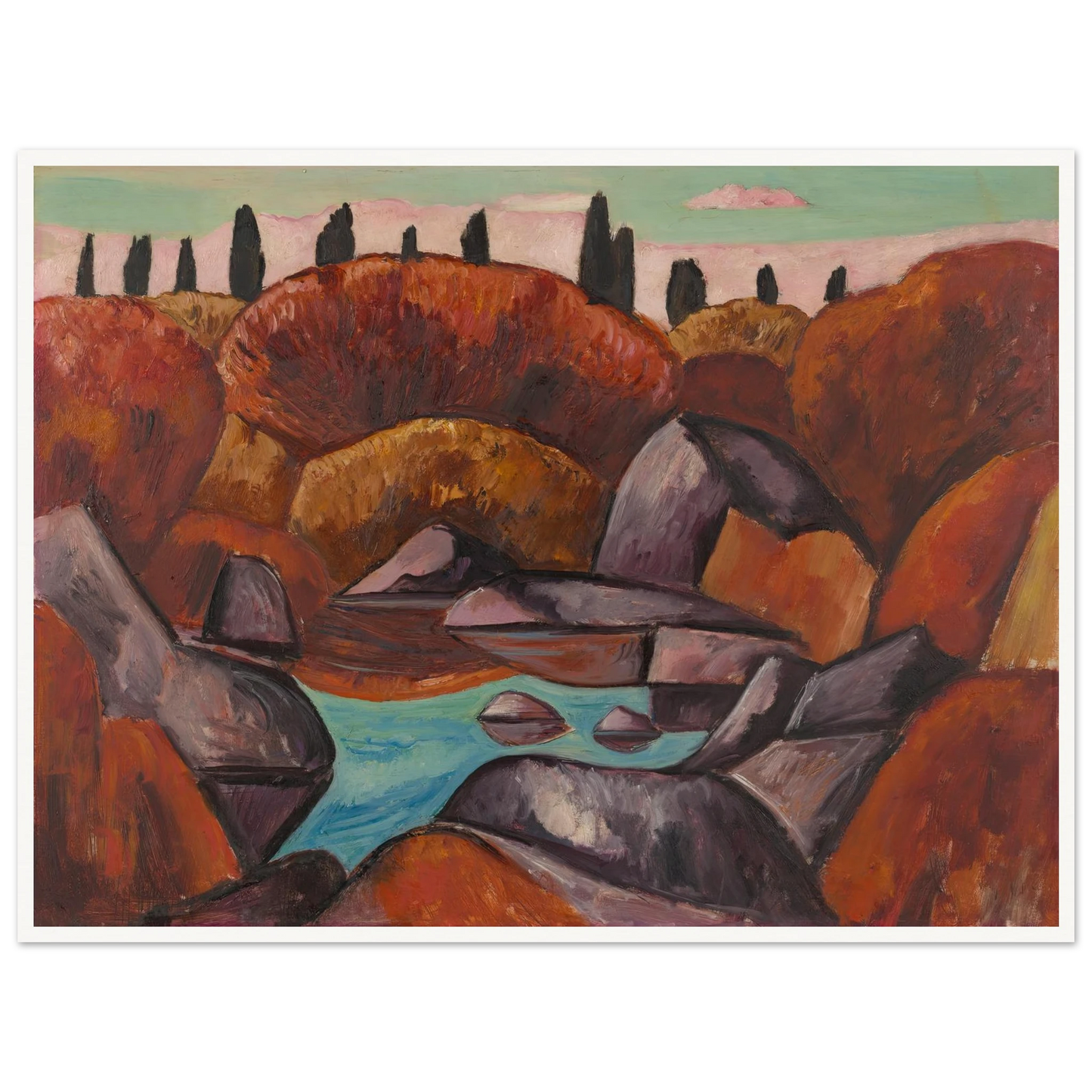Flaming Pool—Dogtown (1931) Art Print | Marsden Hartley - Framed Poster - 30x40 cm / 12x16″ - Black frame