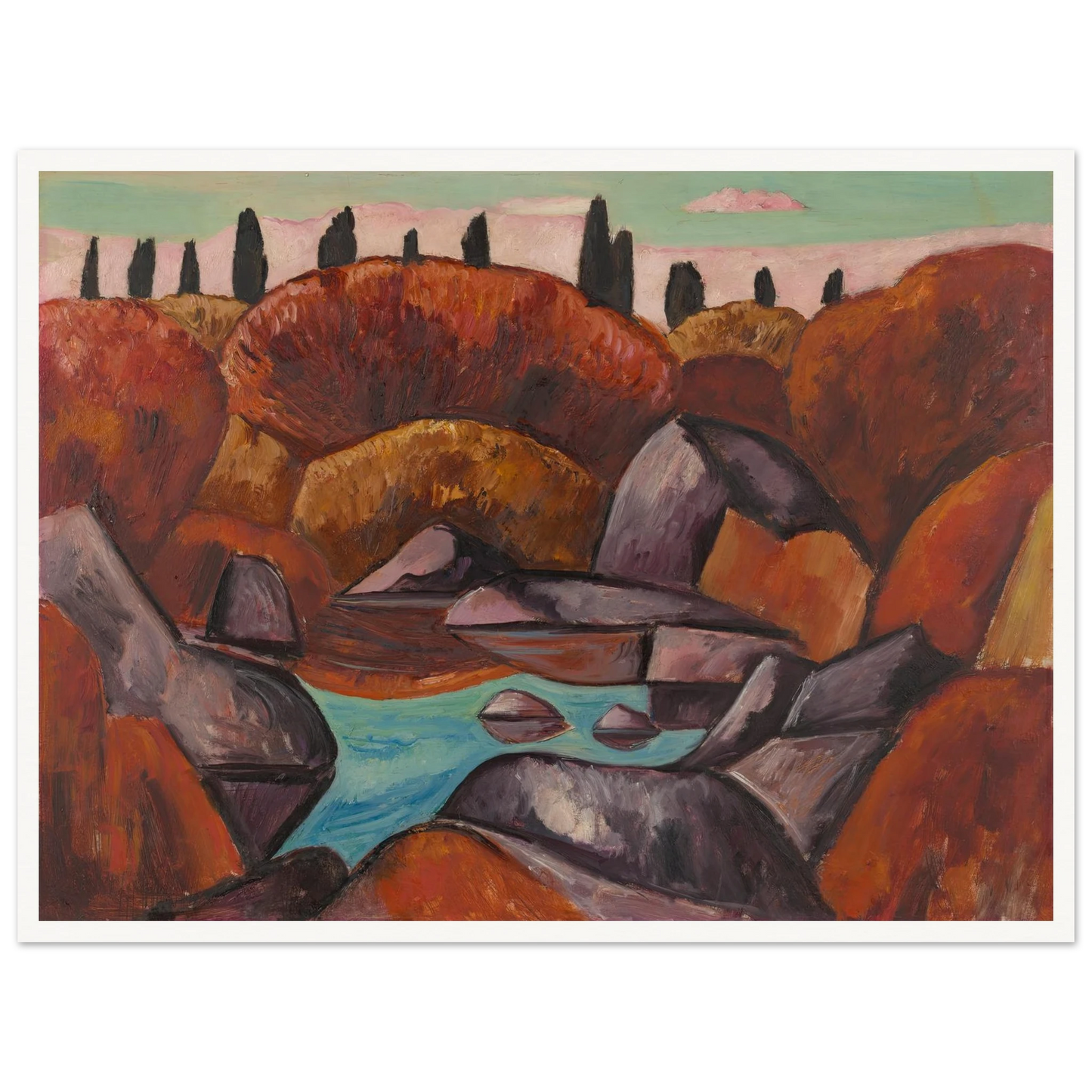 Flaming Pool—Dogtown (1931) Art Print | Marsden Hartley - Framed Poster - 30x40 cm / 12x16″ - Black frame