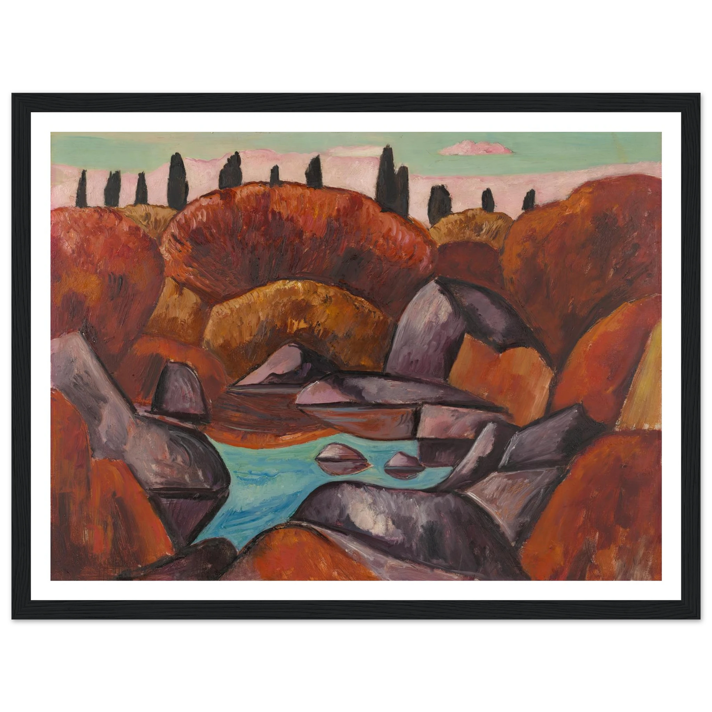 Flaming Pool—Dogtown (1931) Art Print | Marsden Hartley - Framed Poster - 30x40 cm / 12x16″ - Black frame