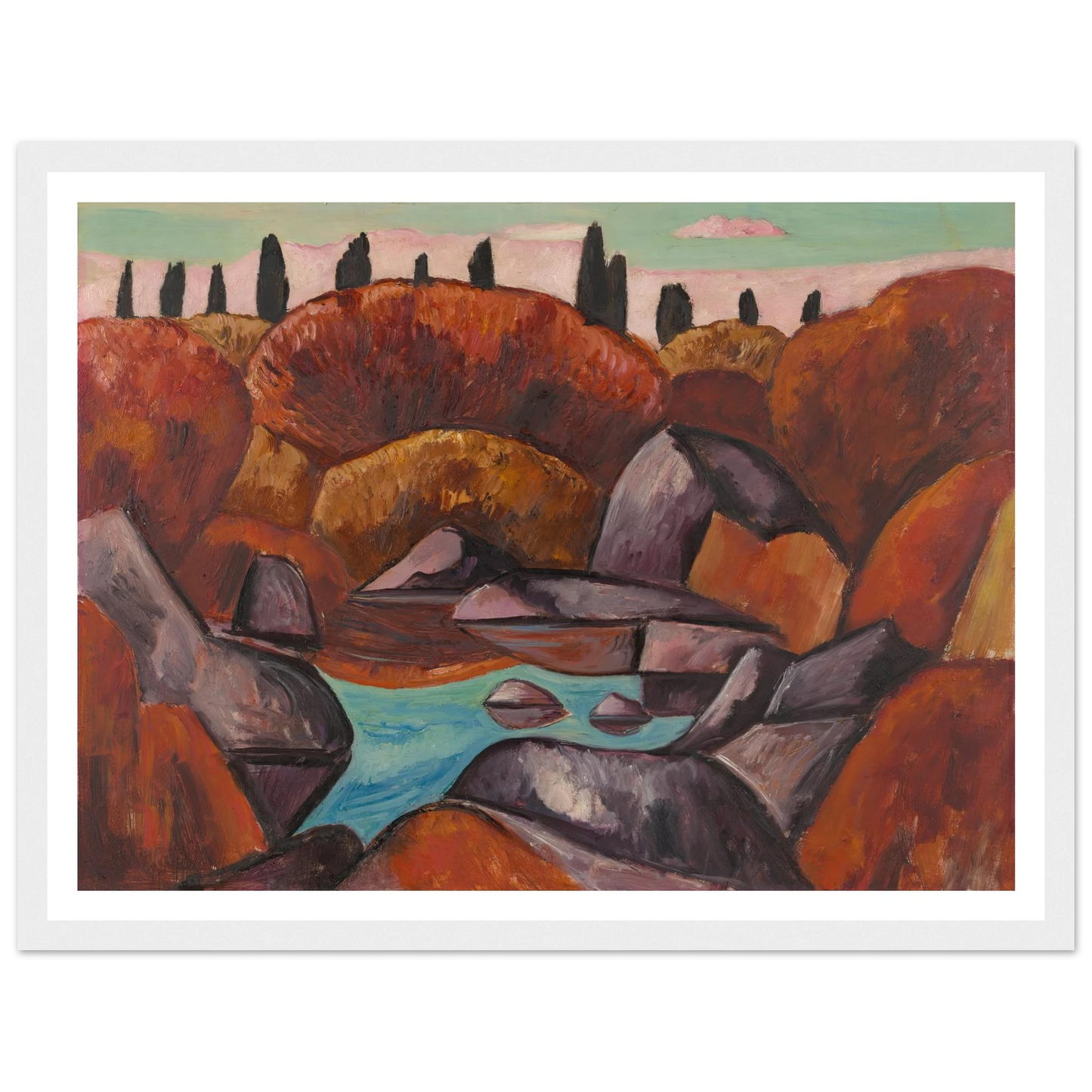 Flaming Pool—Dogtown (1931) Art Print | Marsden Hartley - Framed Poster - 30x40 cm / 12x16″ - Black frame