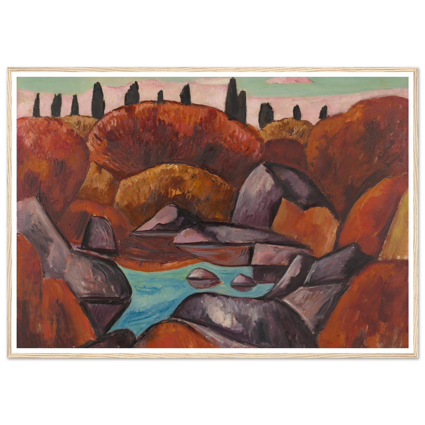Flaming Pool—Dogtown (1931) Art Print | Marsden Hartley - Framed Poster - 30x40 cm / 12x16″ - Black frame