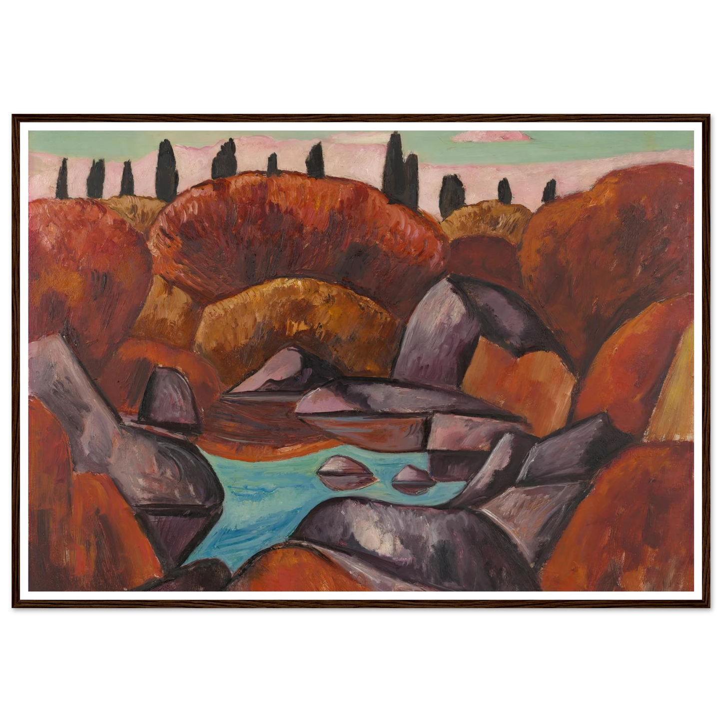 Flaming Pool—Dogtown (1931) Art Print | Marsden Hartley - Framed Poster - 30x40 cm / 12x16″ - Black frame