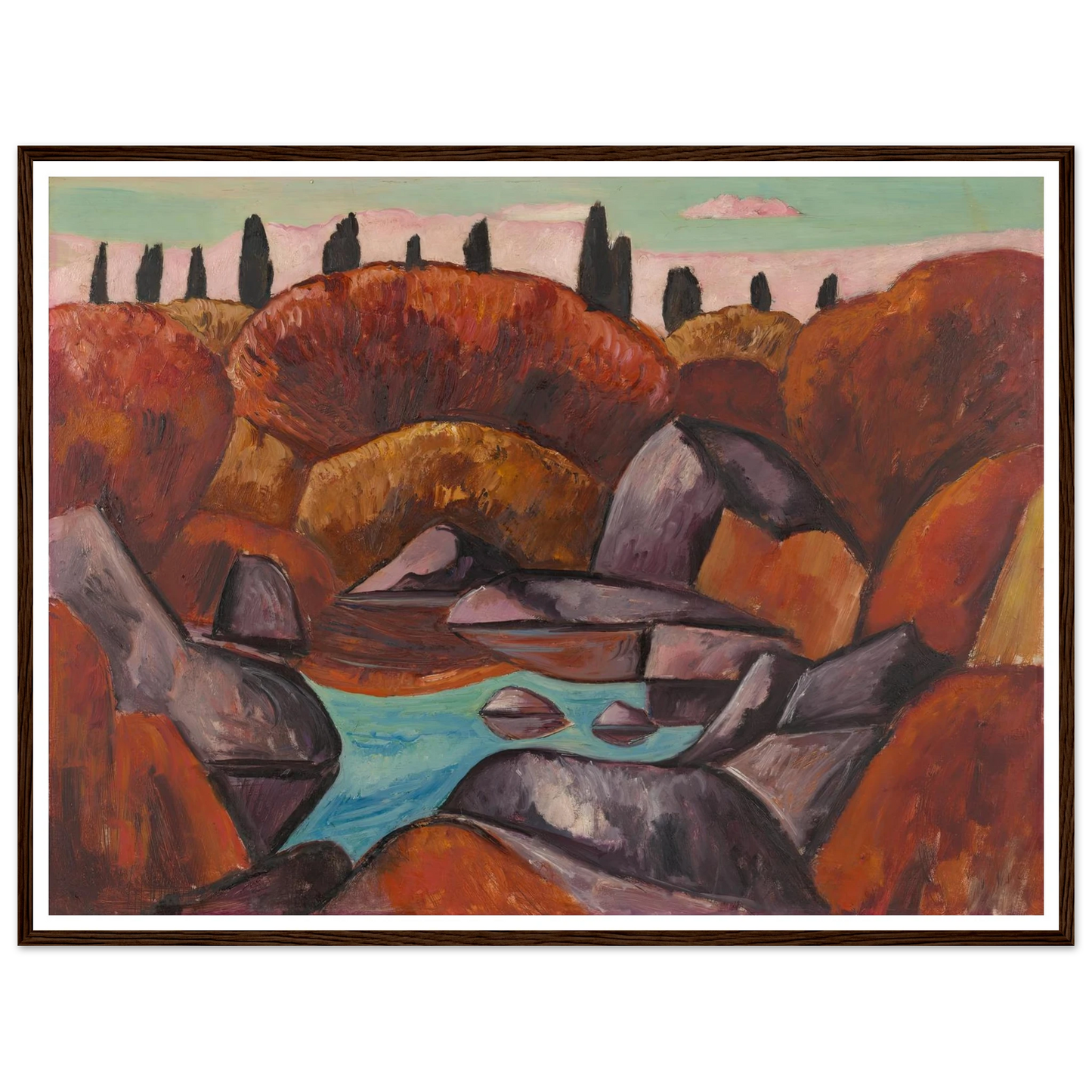 Flaming Pool—Dogtown (1931) Art Print | Marsden Hartley - Framed Poster - 30x40 cm / 12x16″ - Black frame