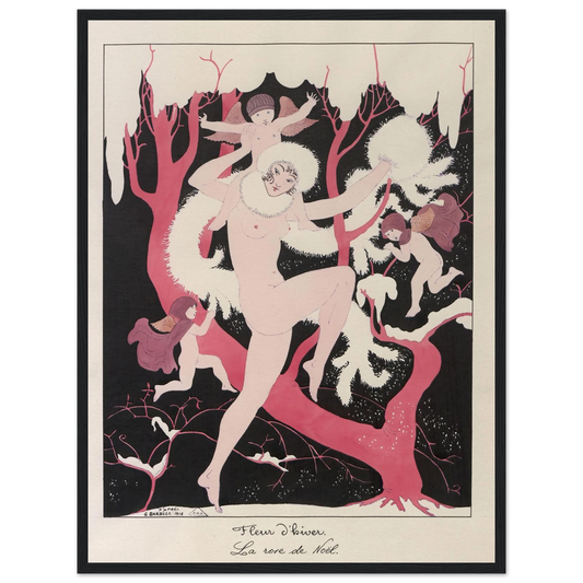 Fleur d’hiver. La rose de Noël (1915) Art Print | George Barbier - Framed Poster - 30x40 cm / 12x16″ - Black frame