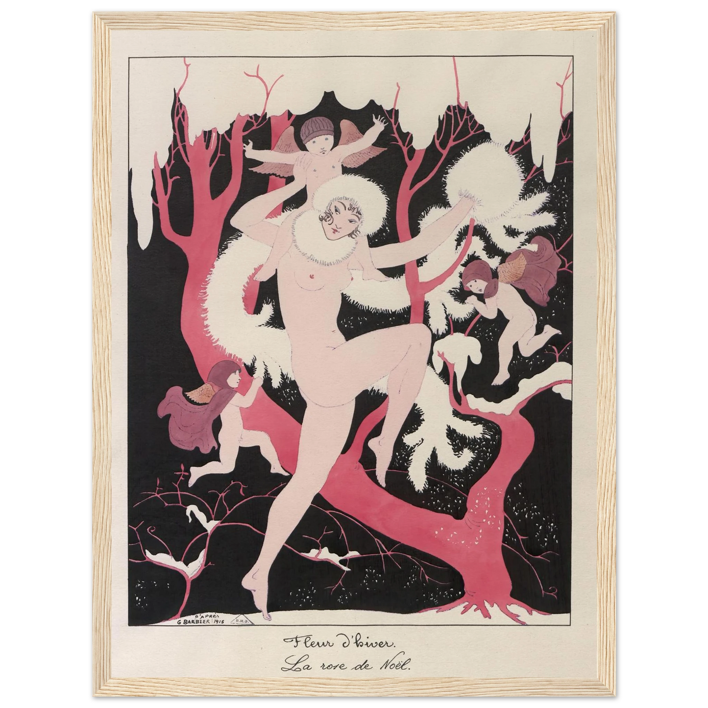 Fleur d’hiver. La rose de Noël (1915) Art Print | George Barbier - Framed Poster - 30x40 cm / 12x16″ - Black frame