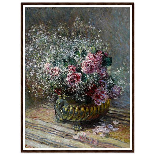Fleurs dans un pot (Roses et brouillard) (1878) Art Print | Claude Monet - Framed Poster - 30x40 cm / 12x16″ - Black frame